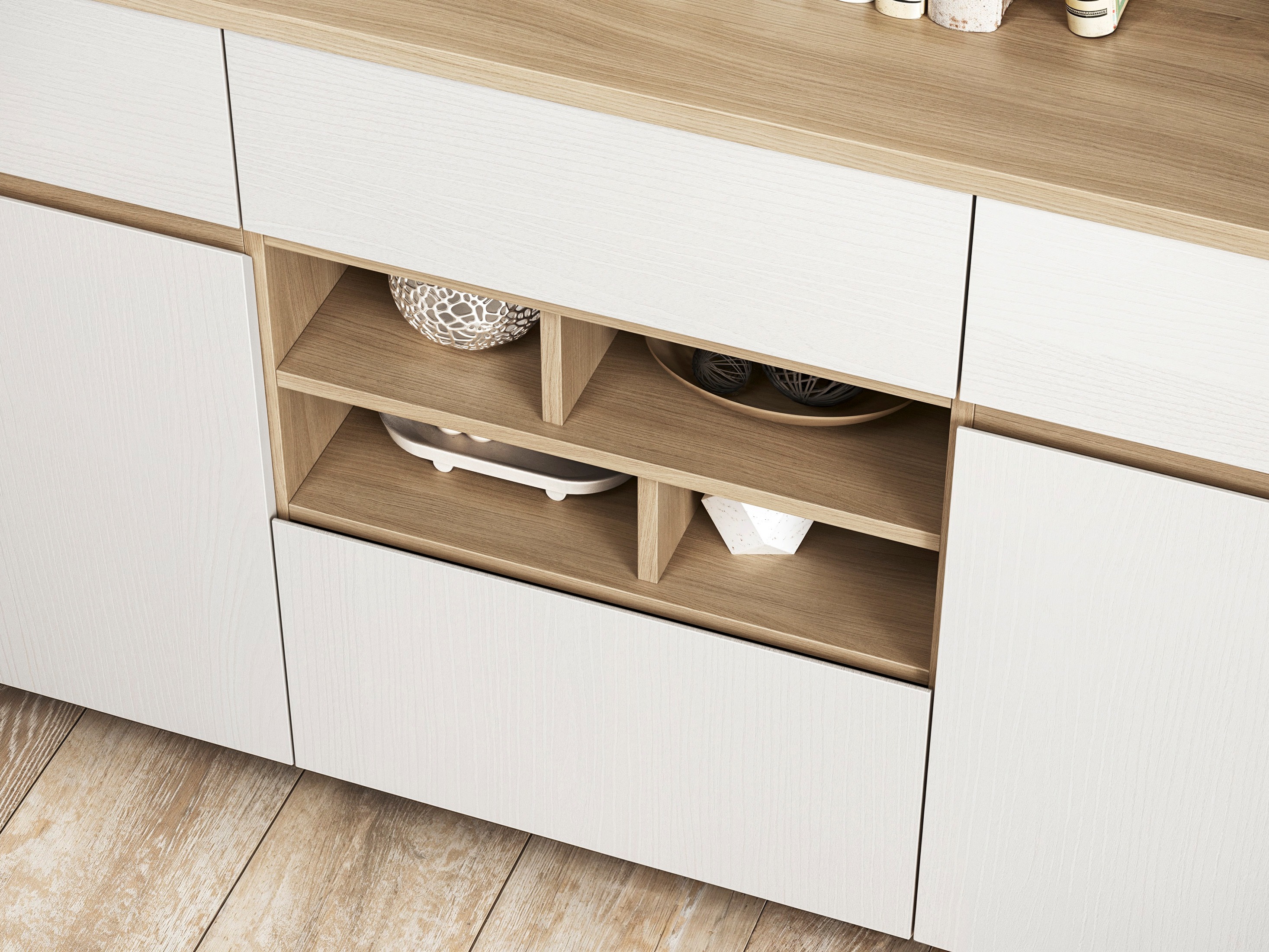 Set de living Fermaru 112 (Alb + Stejar)