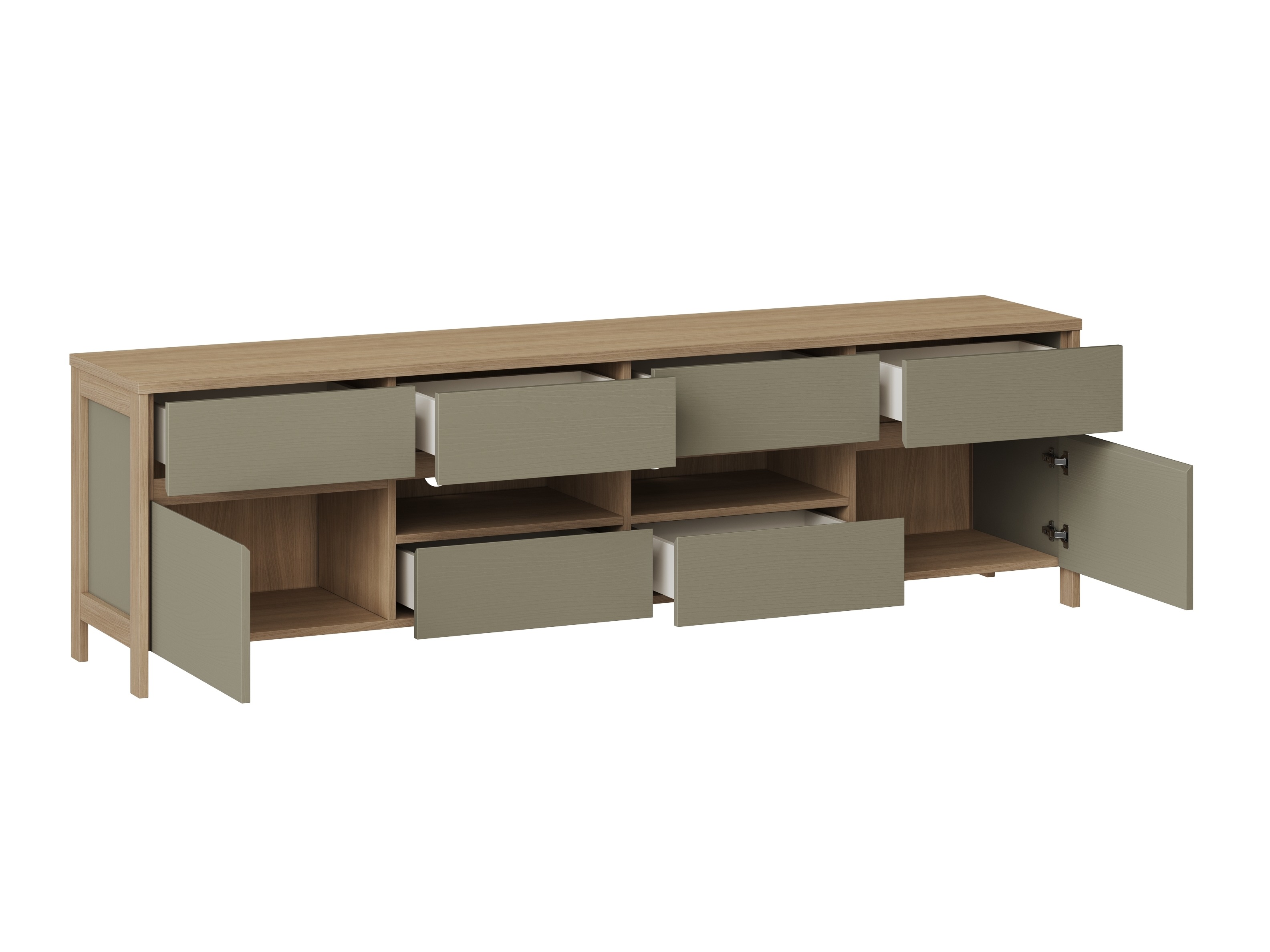 Set de living Fermaru 112 (Verde prăfuit + Stejar)