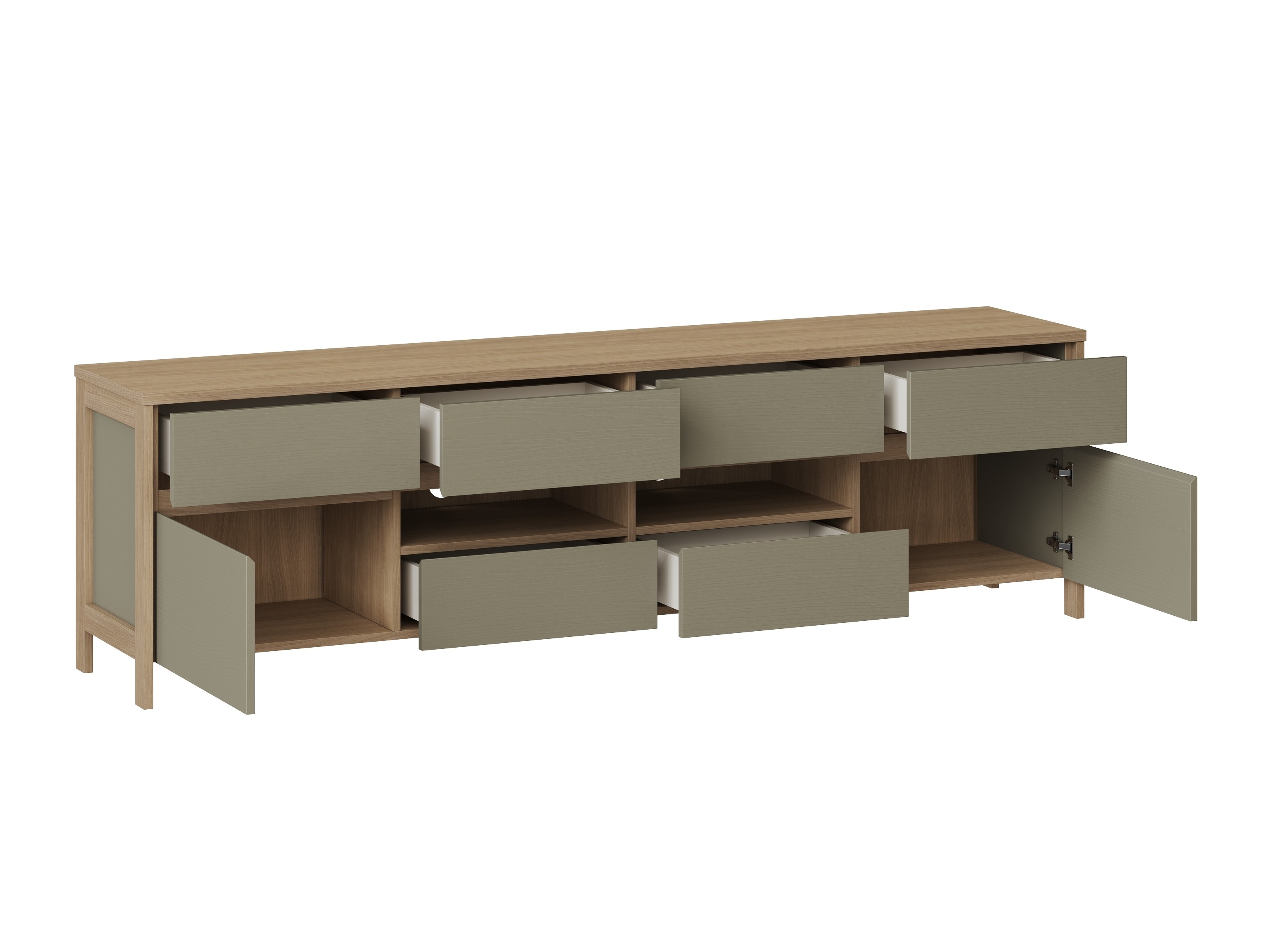 Set de living Fermaru 113 (Verde prăfuit + Stejar)
