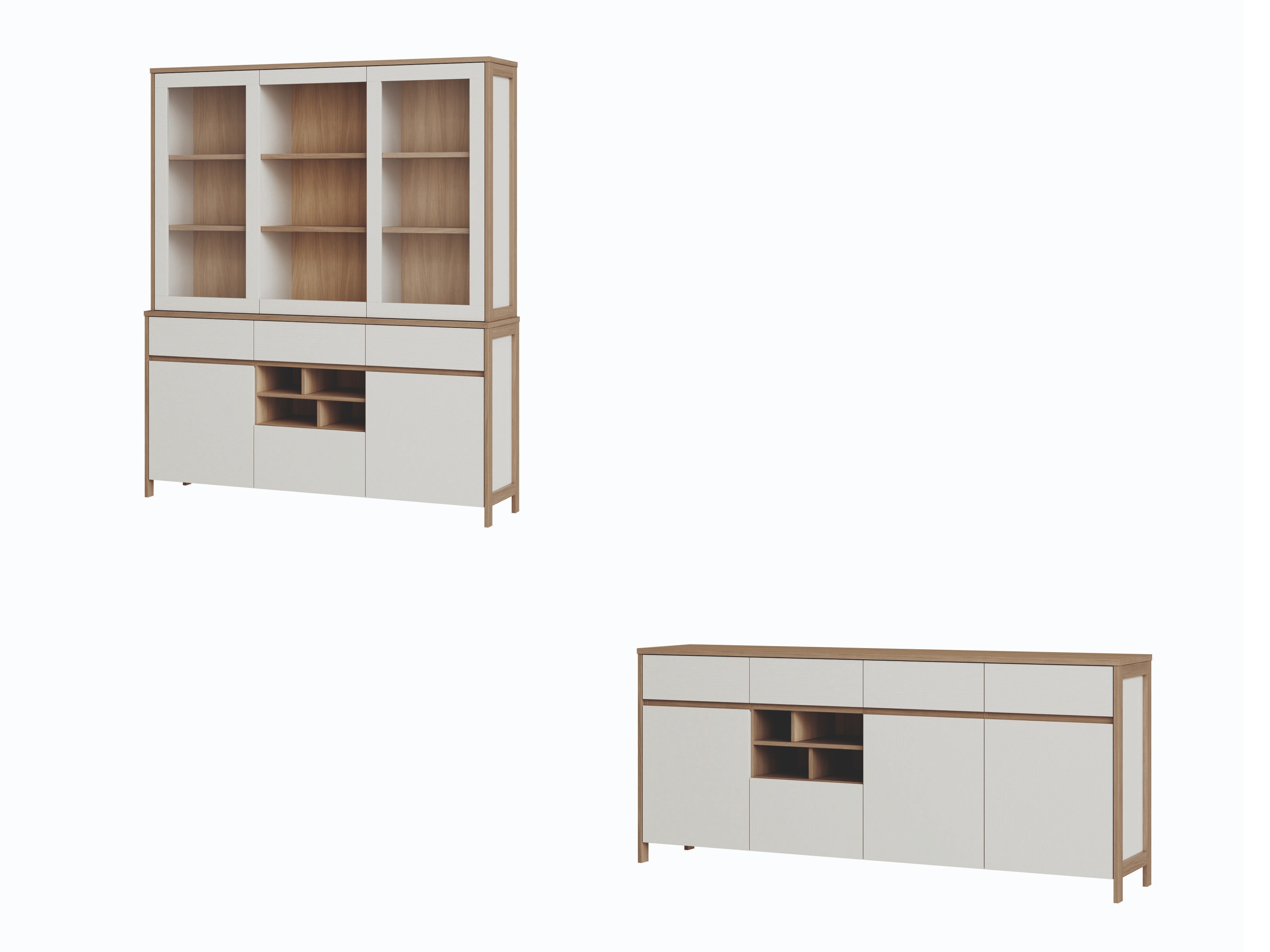 Set de mobilier Fermaru 114 (Alb + Stejar)