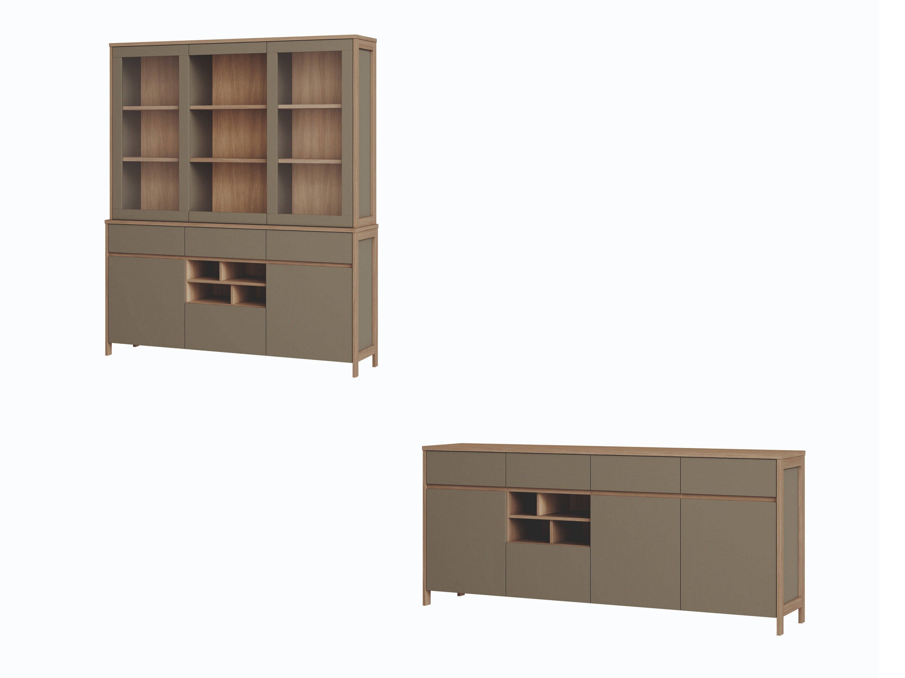 Set de mobilier Fermaru 114 (Verde prăfuit + Stejar)