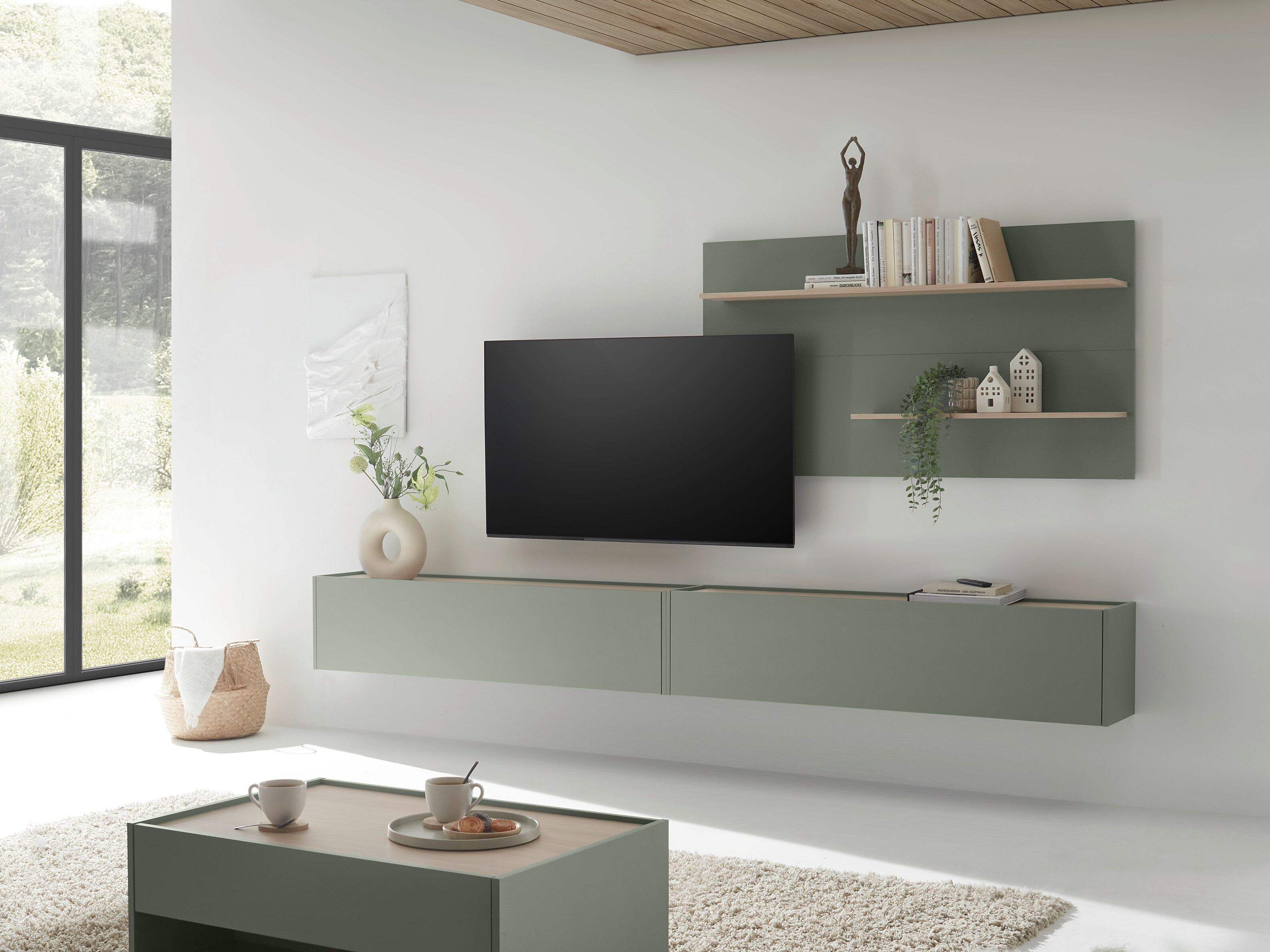 Set de living Elbsori 120 (Verde + Stejar)