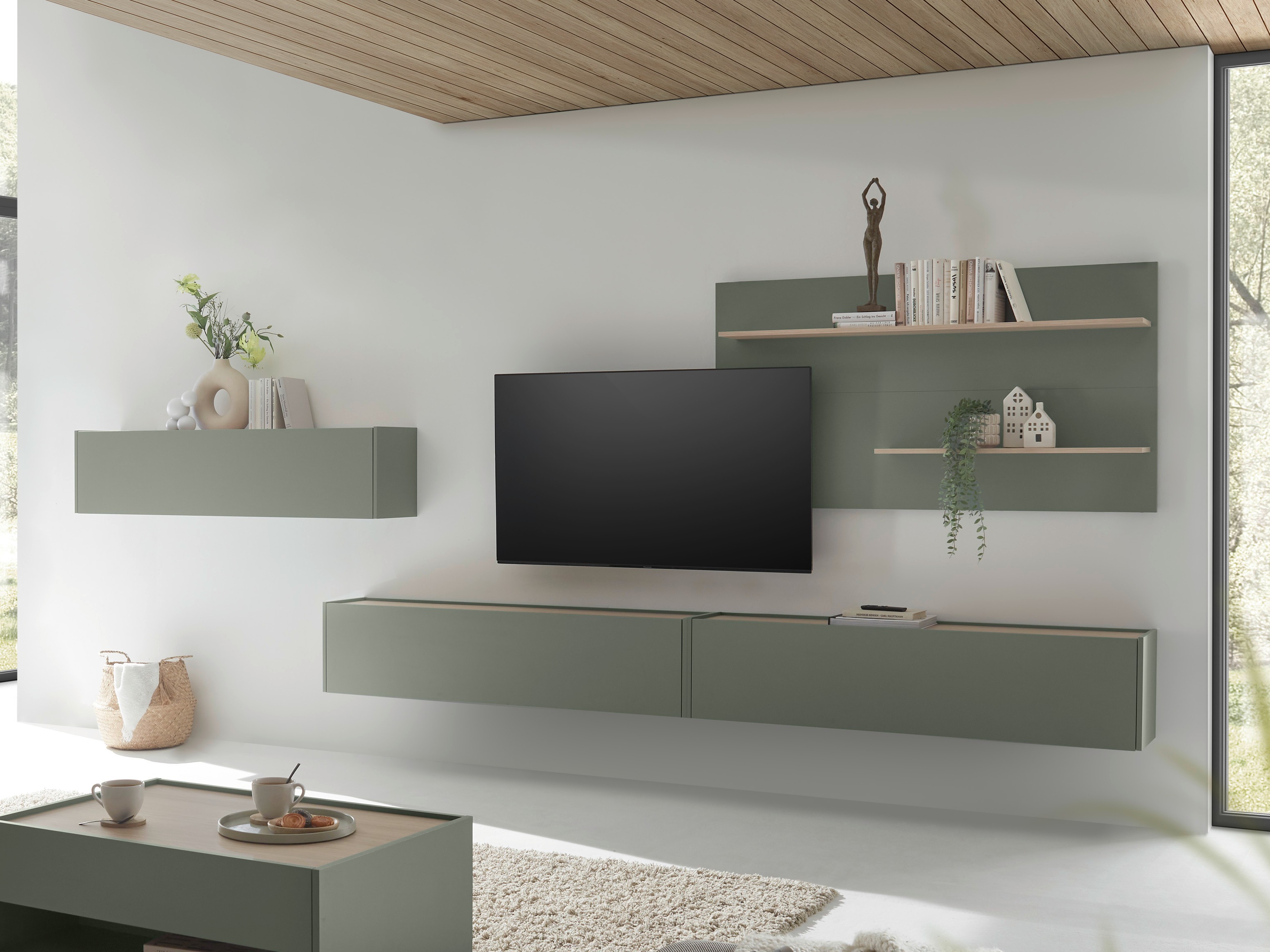 Set de living Elbsori 121 (Verde + Stejar)
