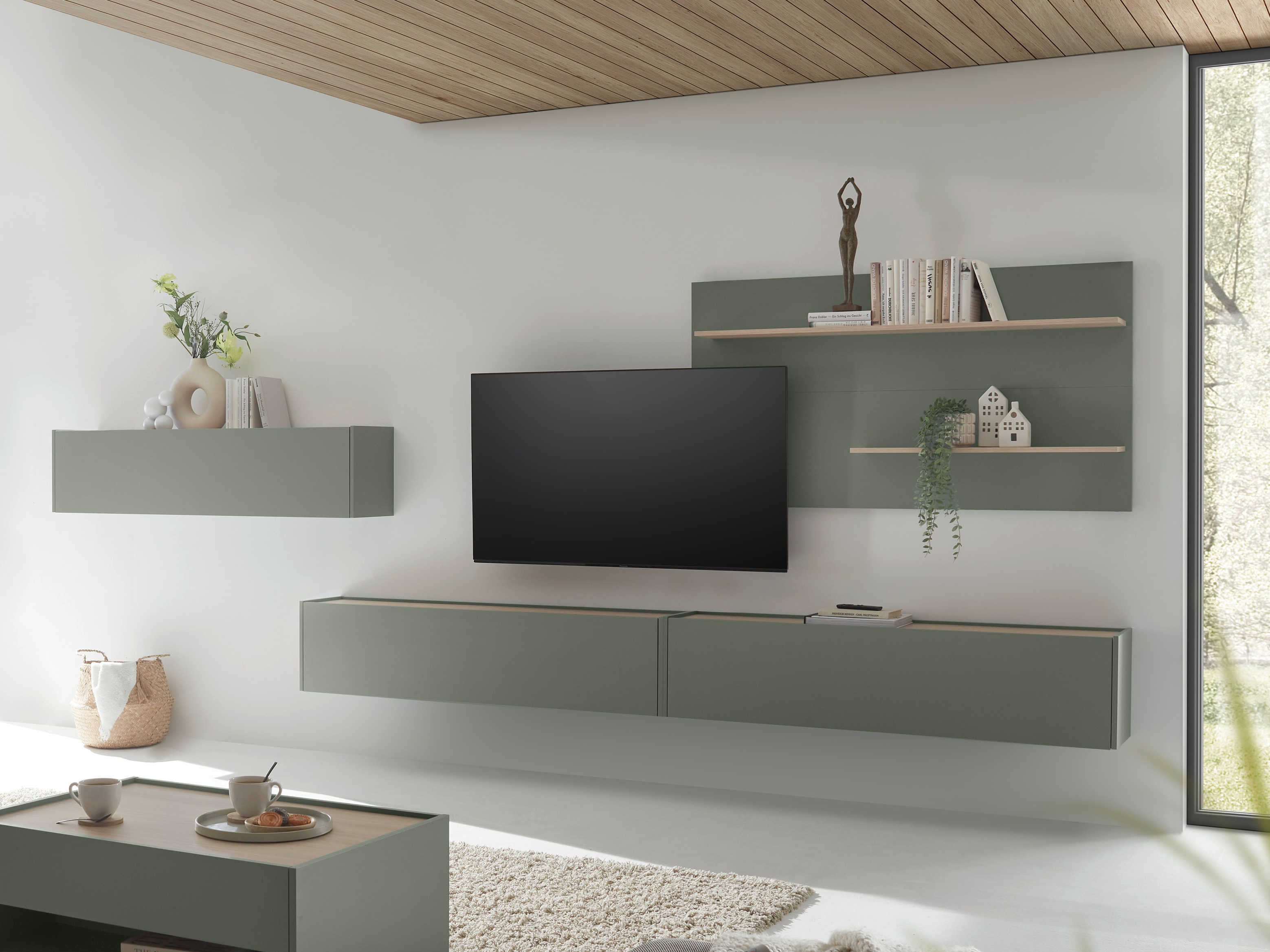 Set de living Elbsori 121 (Verde + Stejar)