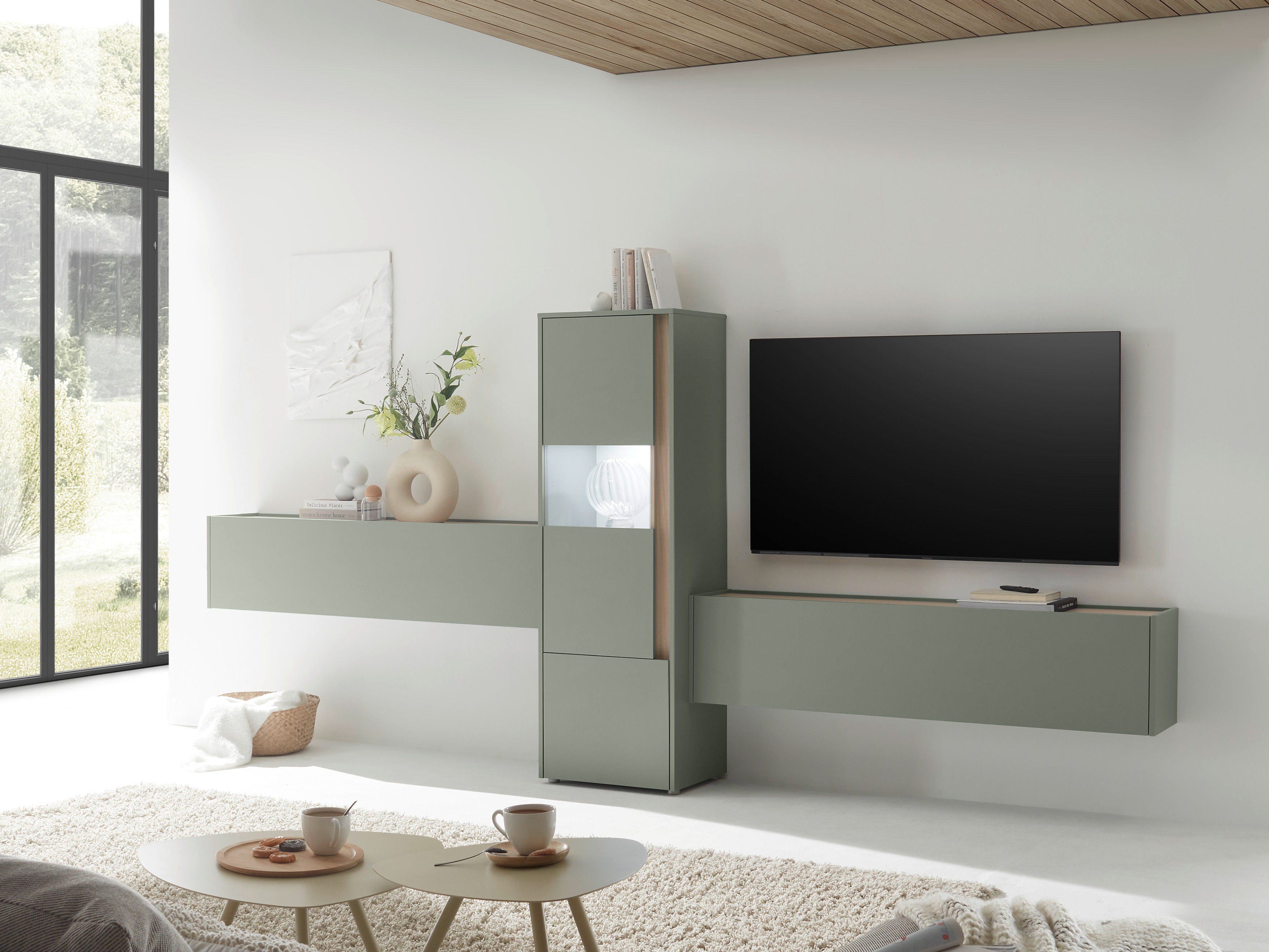 Set de living Elbsori 122 (Verde + Stejar)