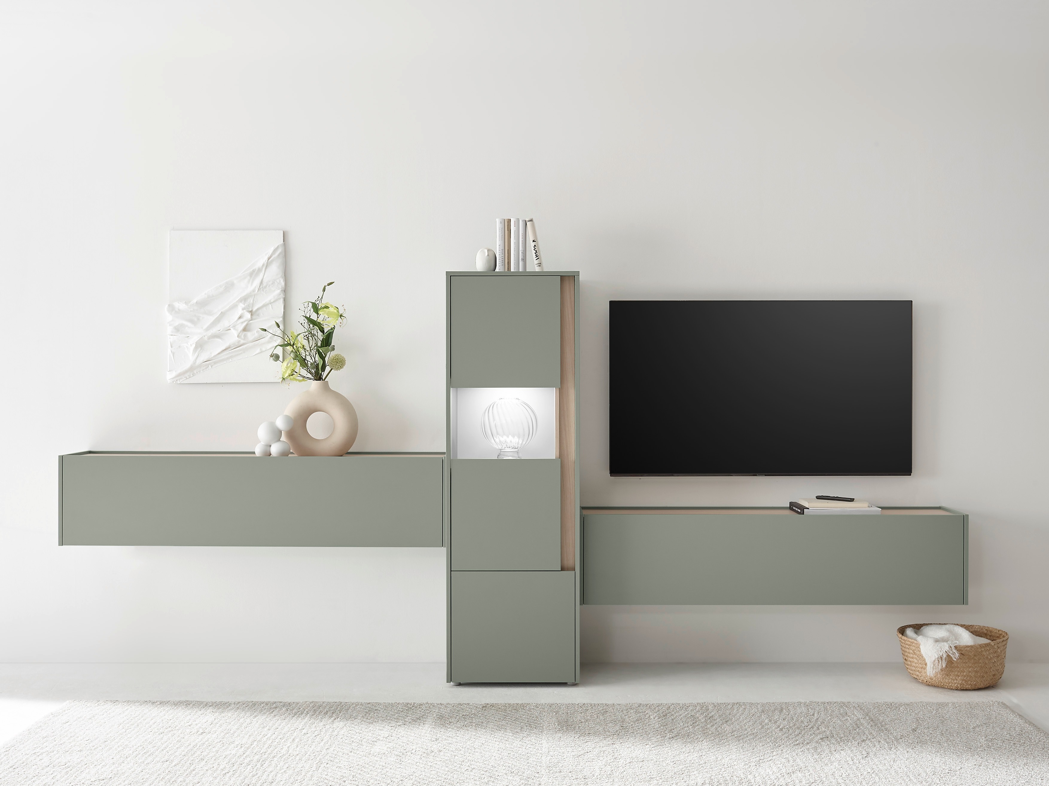 Set de living Elbsori 122 (Verde + Stejar)