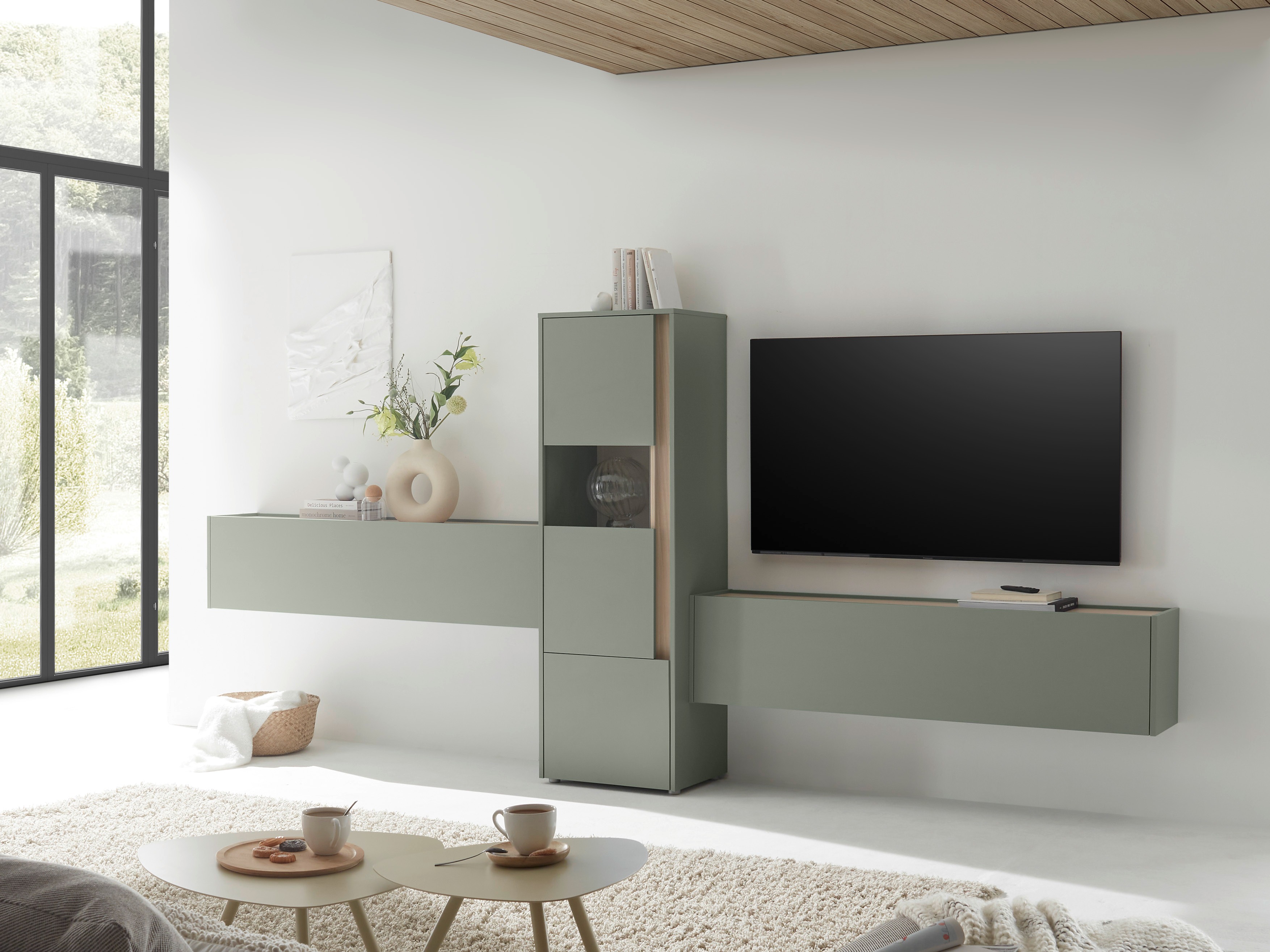 Set de living Elbsori 122 (Verde + Stejar)