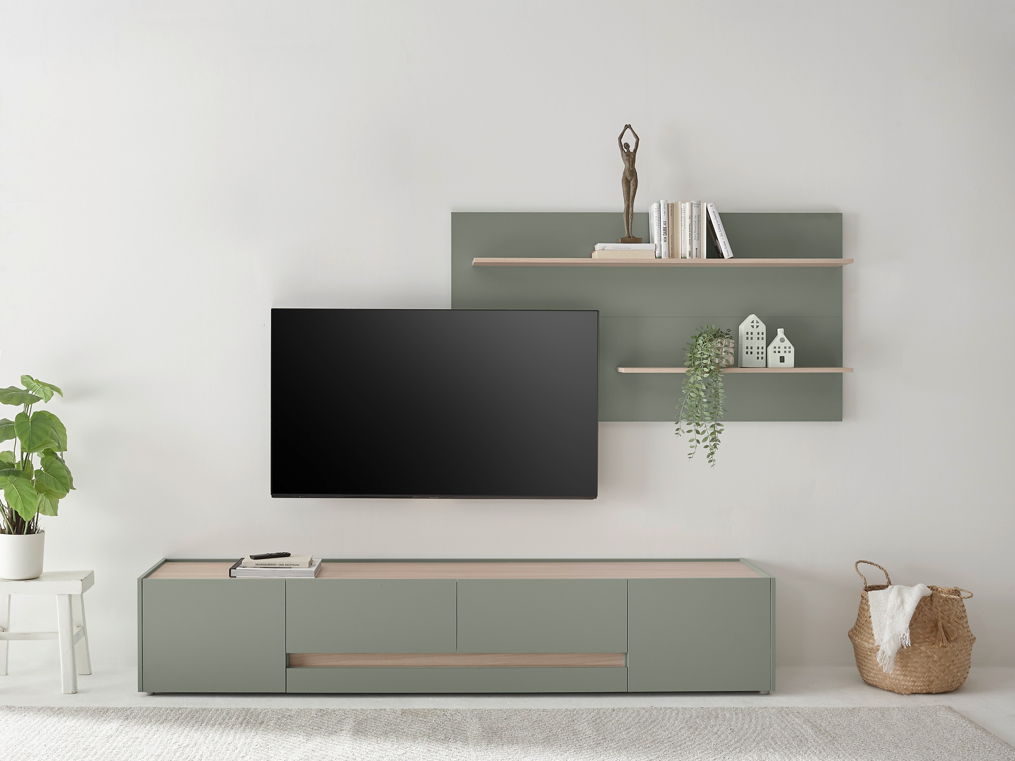 Set de living Elbsori 124 (Verde + Stejar)