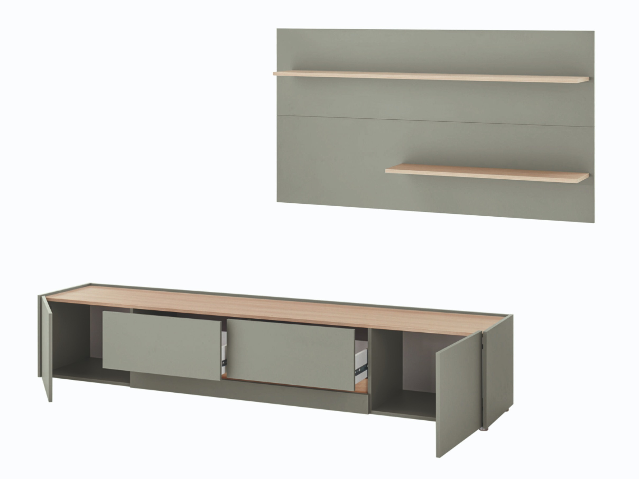 Set de living Elbsori 124 (Verde + Stejar)