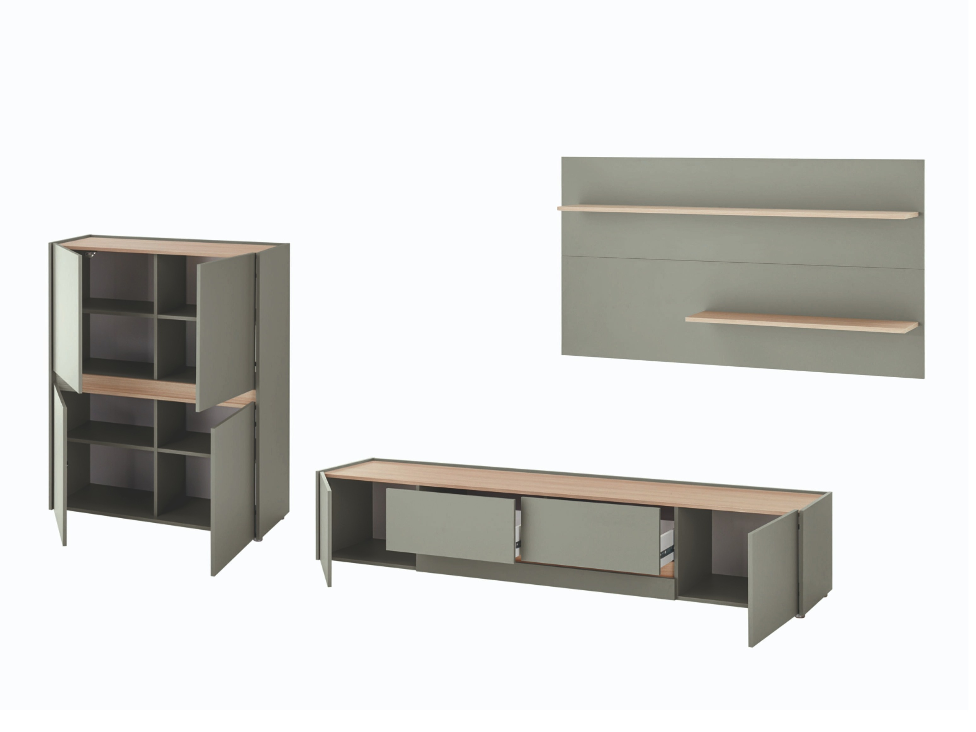 Set de living Elbsori 127 (Verde + Stejar)