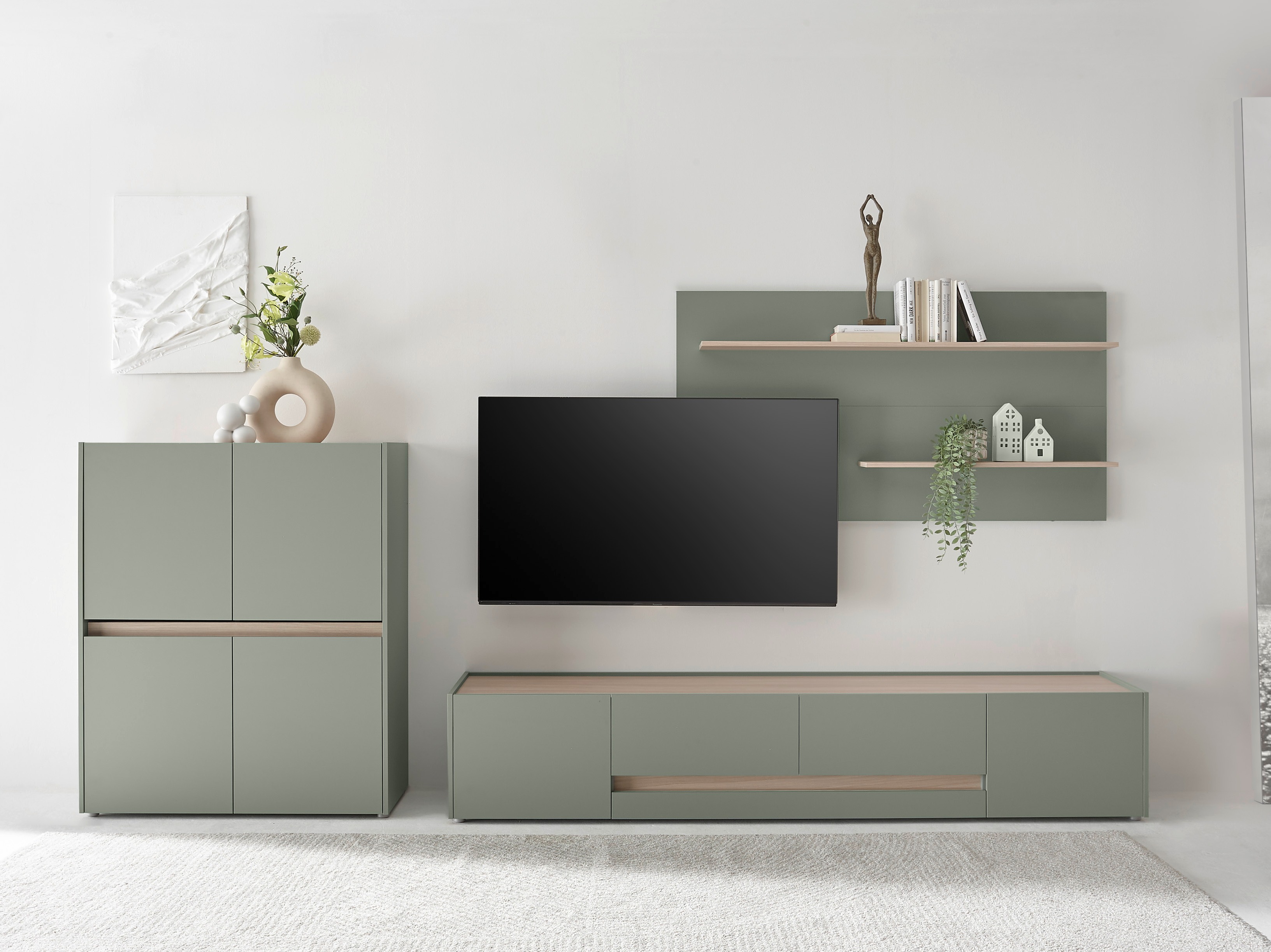 Set de living Elbsori 127 (Verde + Stejar)