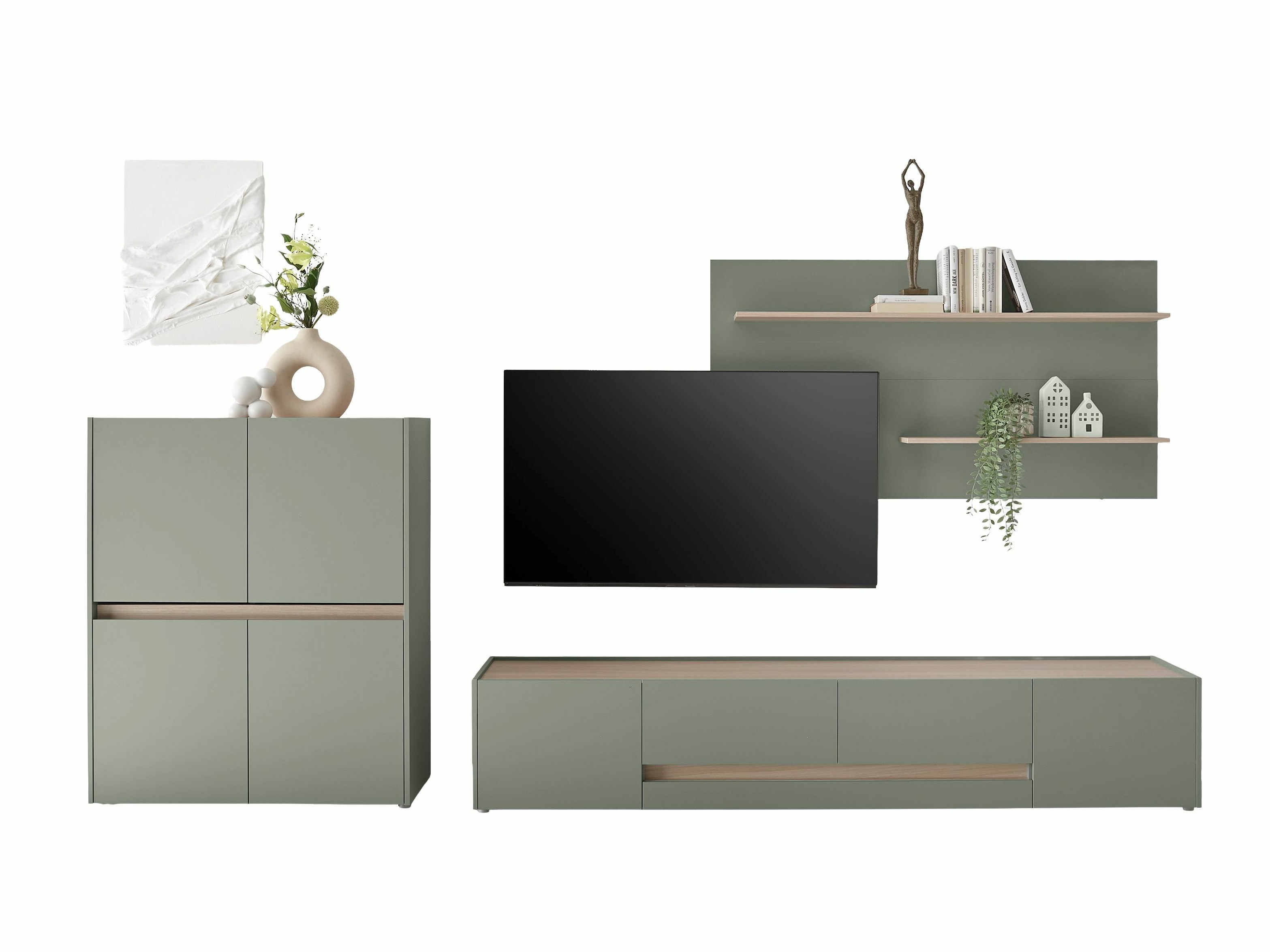 Set de living Elbsori 127 (Verde + Stejar)