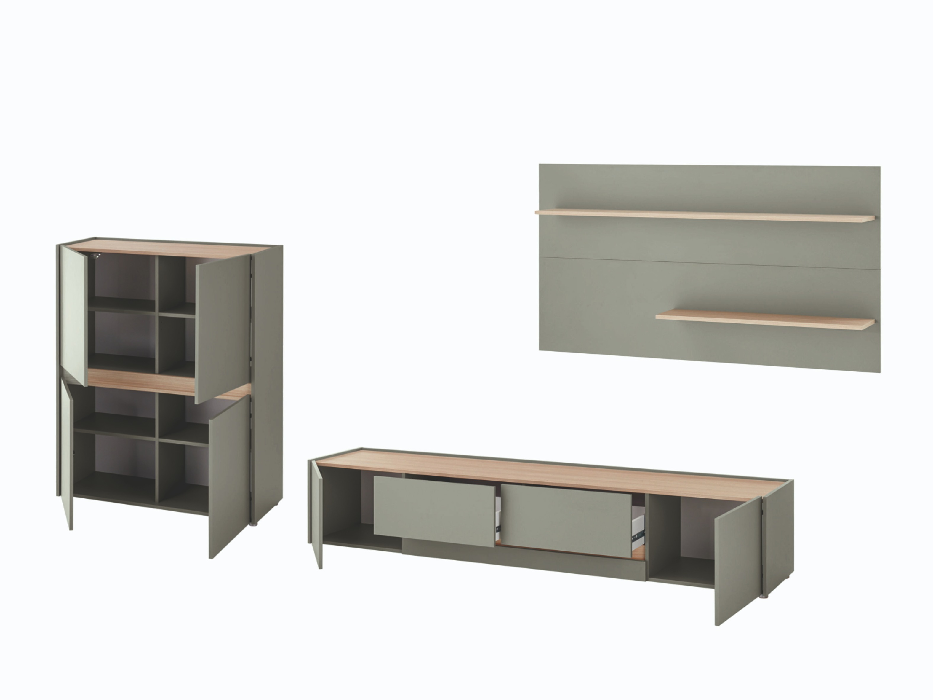 Set de living Elbsori 127 (Verde + Stejar)