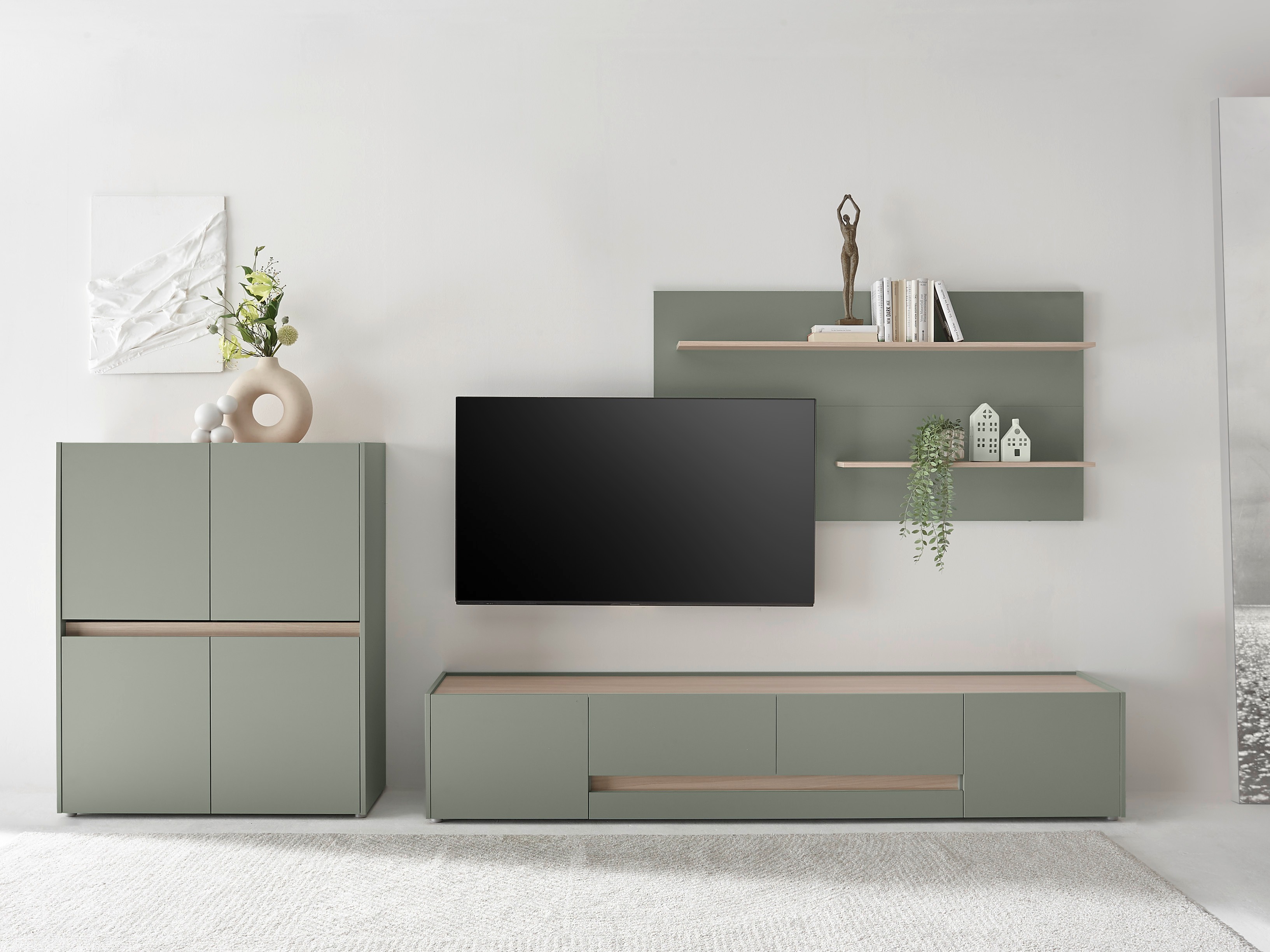 Set de living Elbsori 127 (Verde + Stejar)