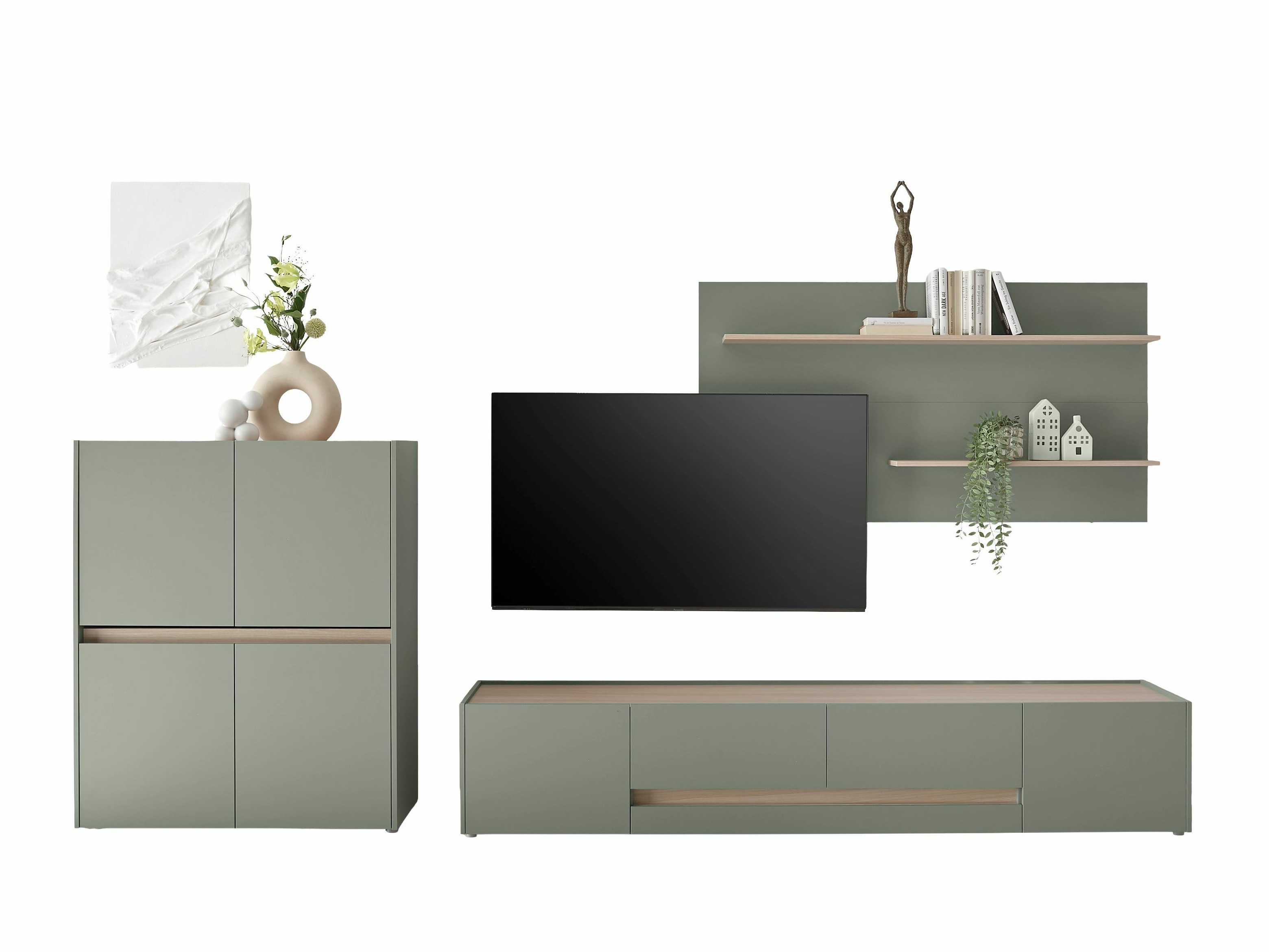 Set de living Elbsori 127 (Verde + Stejar)