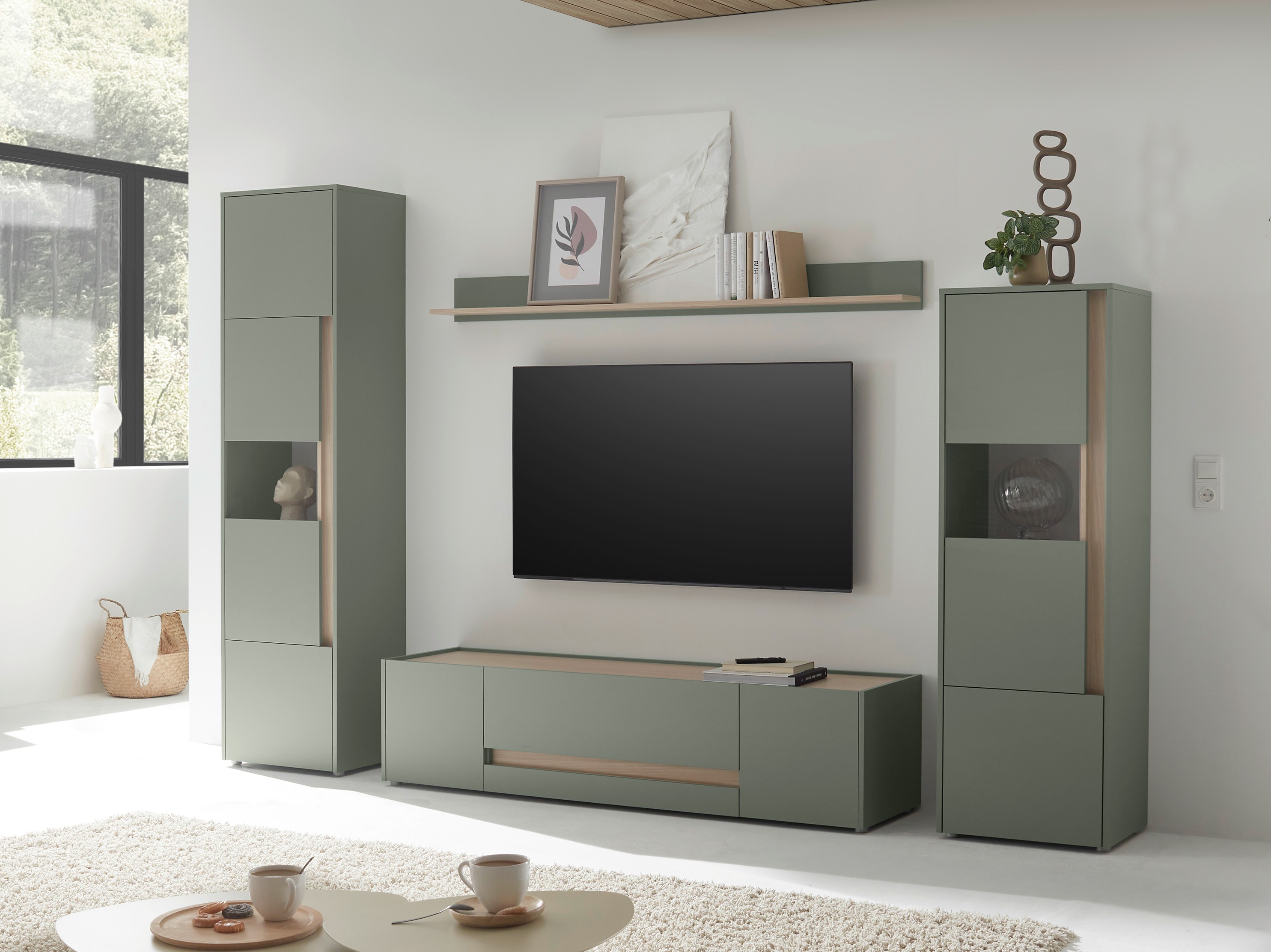 Set de living Elbsori 130 (Verde + Stejar)
