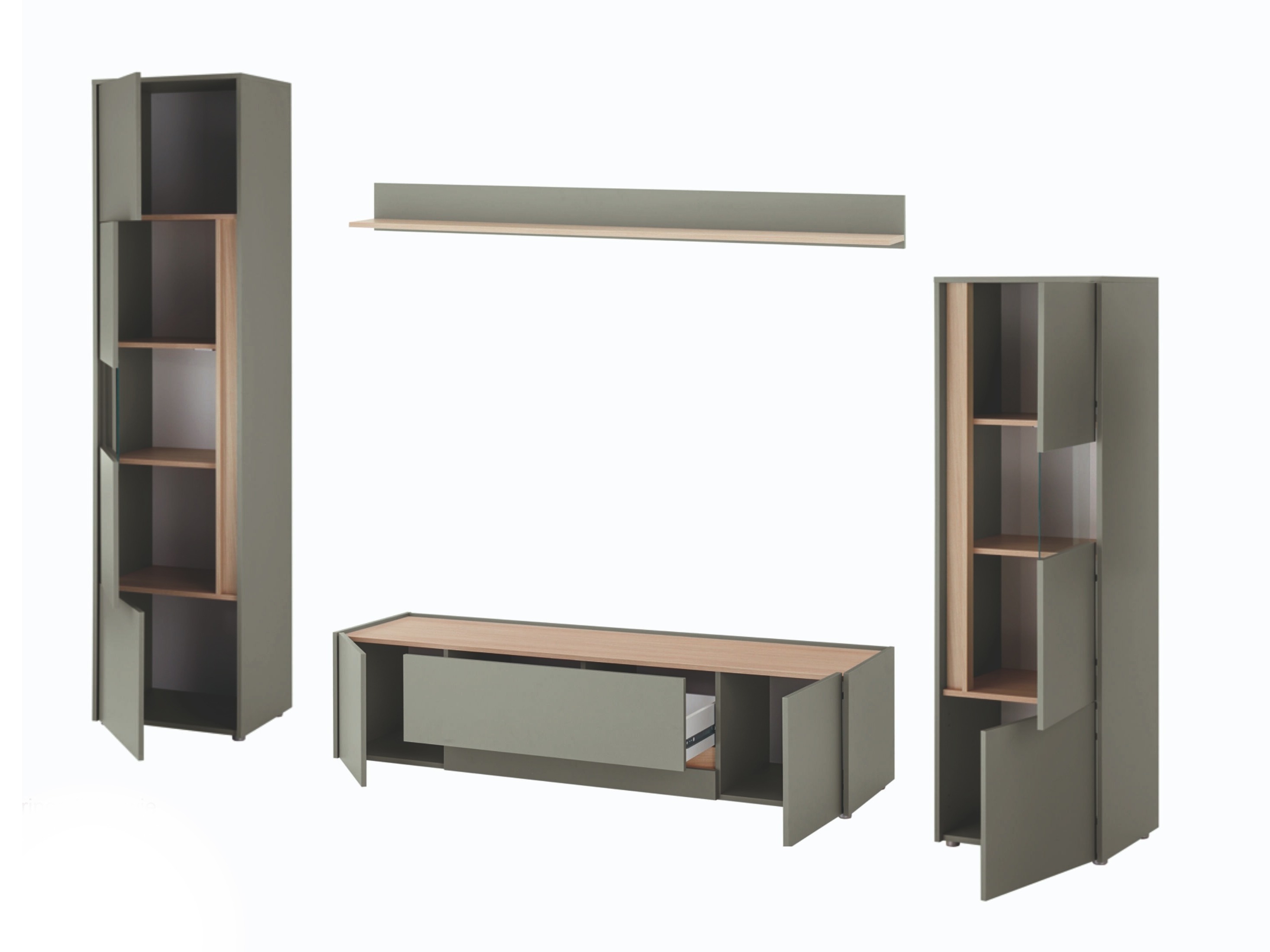 Set de living Elbsori 130 (Verde + Stejar)