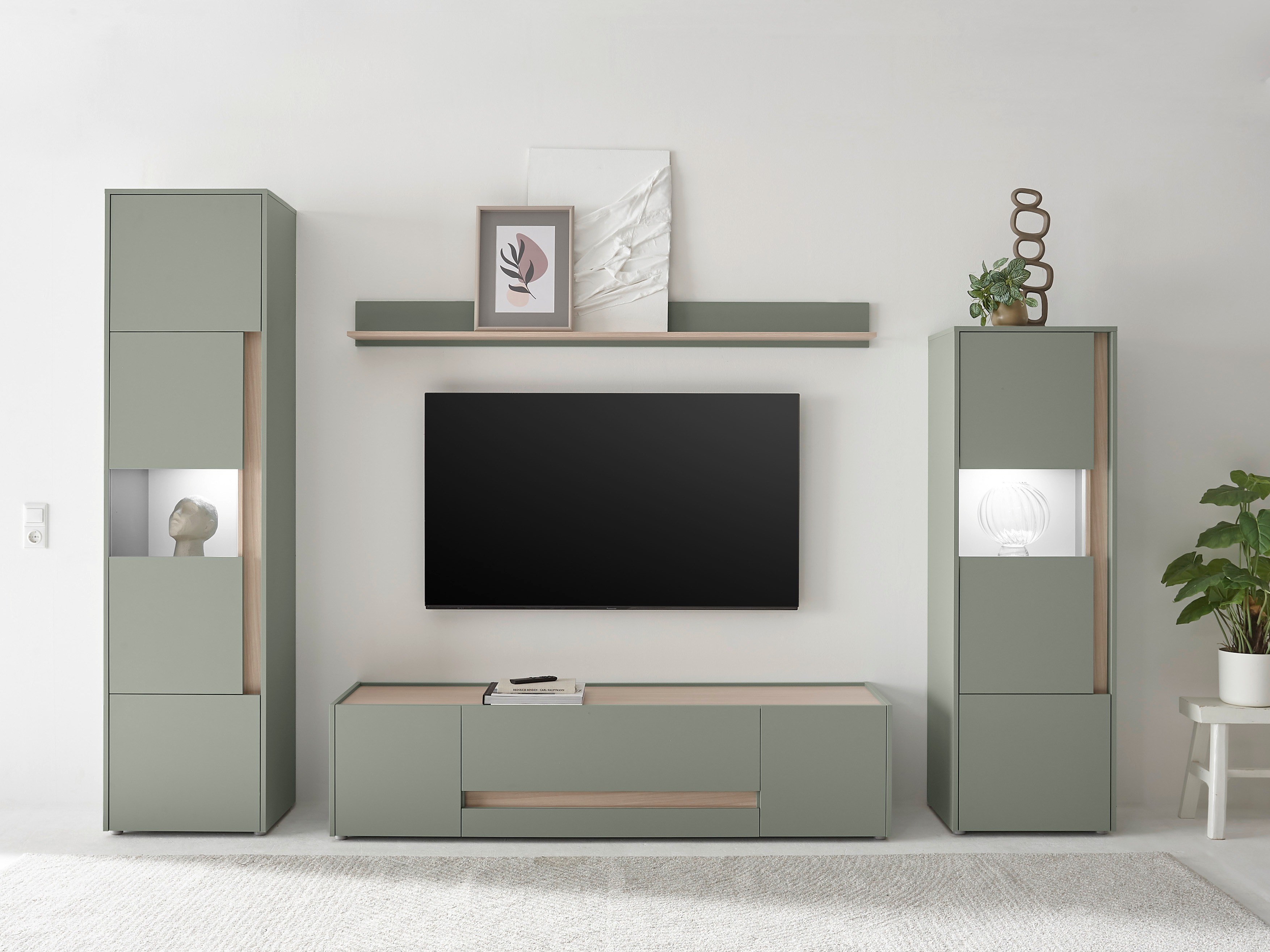 Set de living Elbsori 130 (Verde + Stejar)