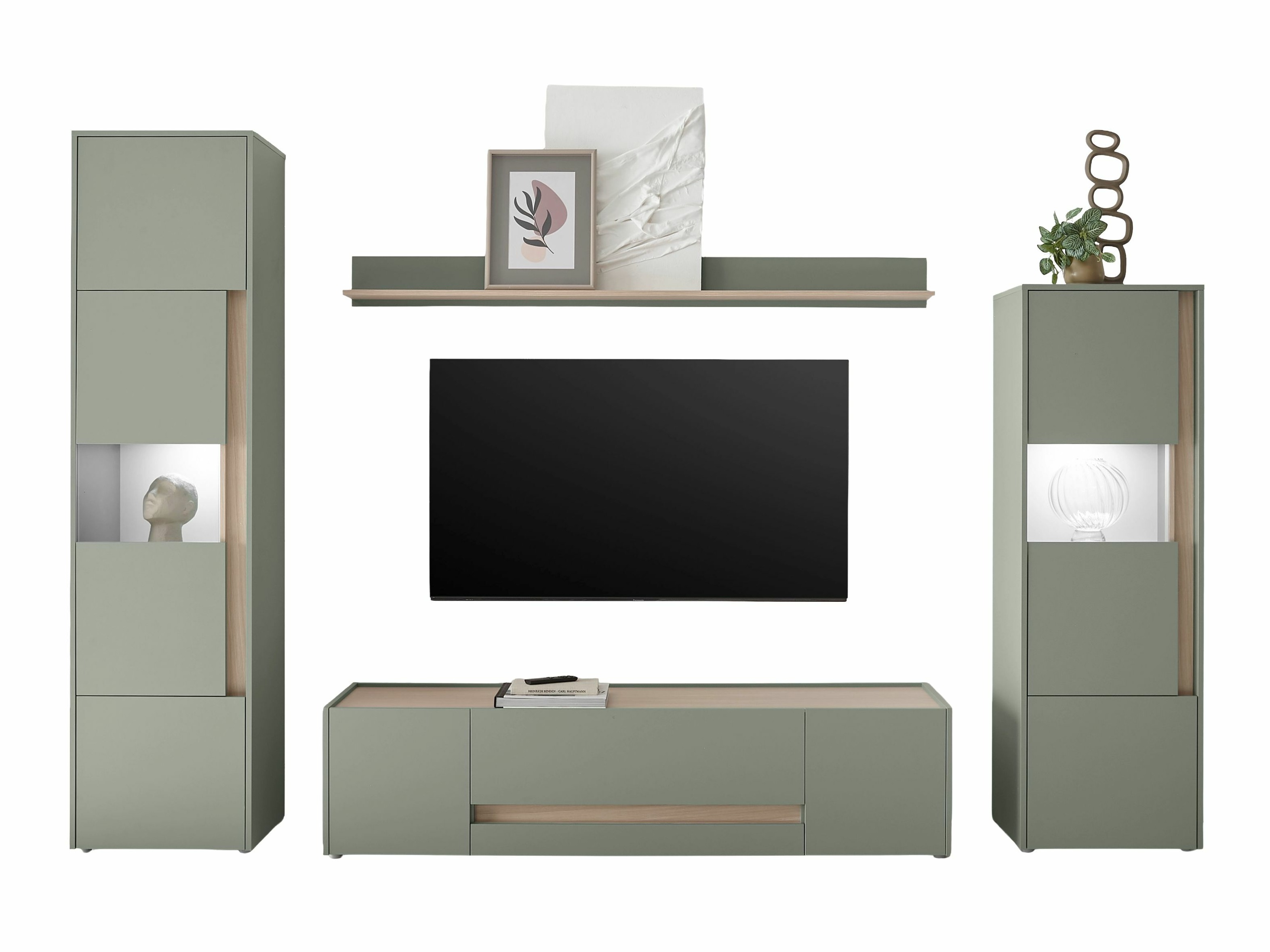 Set de living Elbsori 130 (Verde + Stejar)