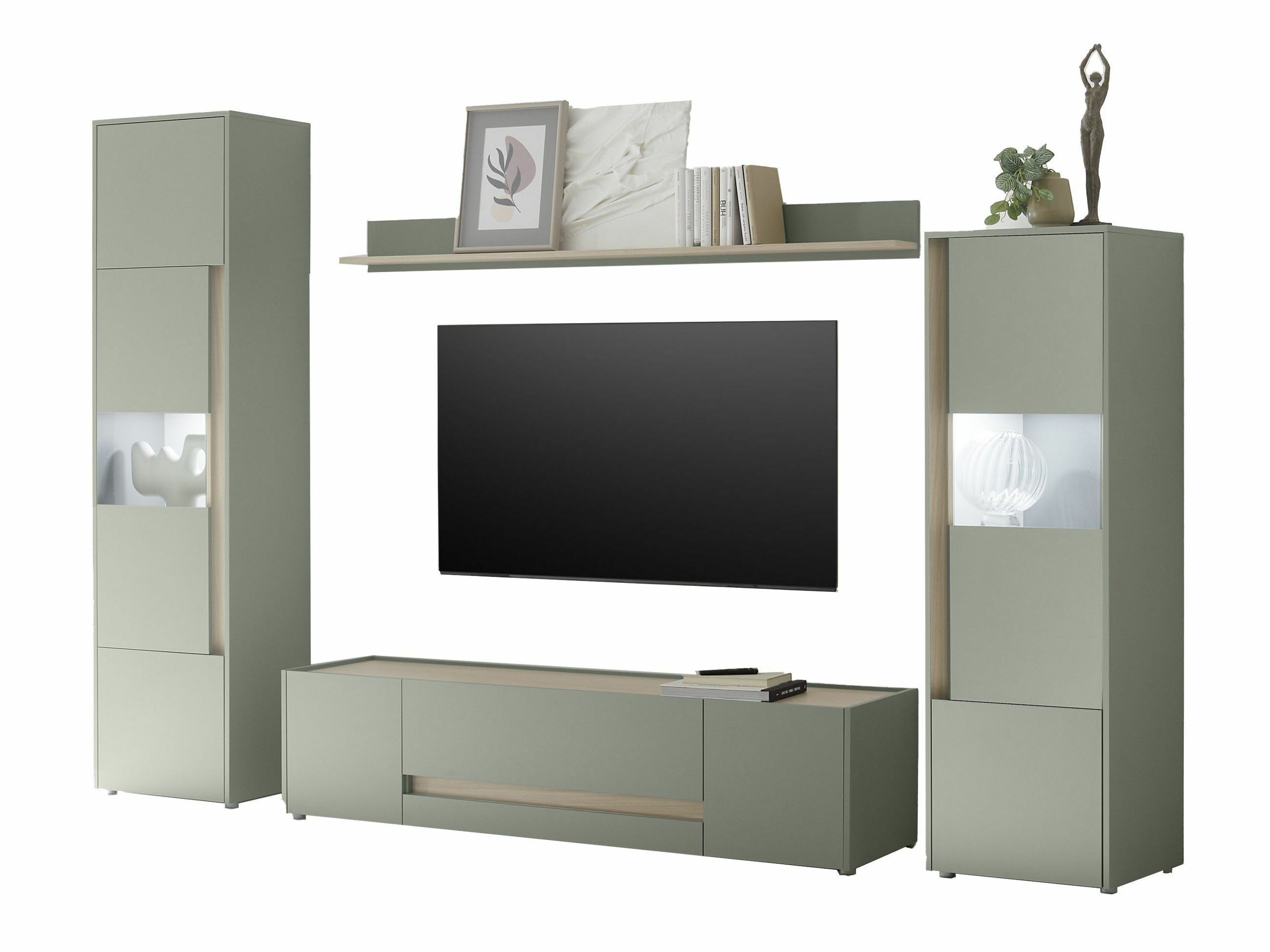 Set de living Elbsori 130 (Verde + Stejar)