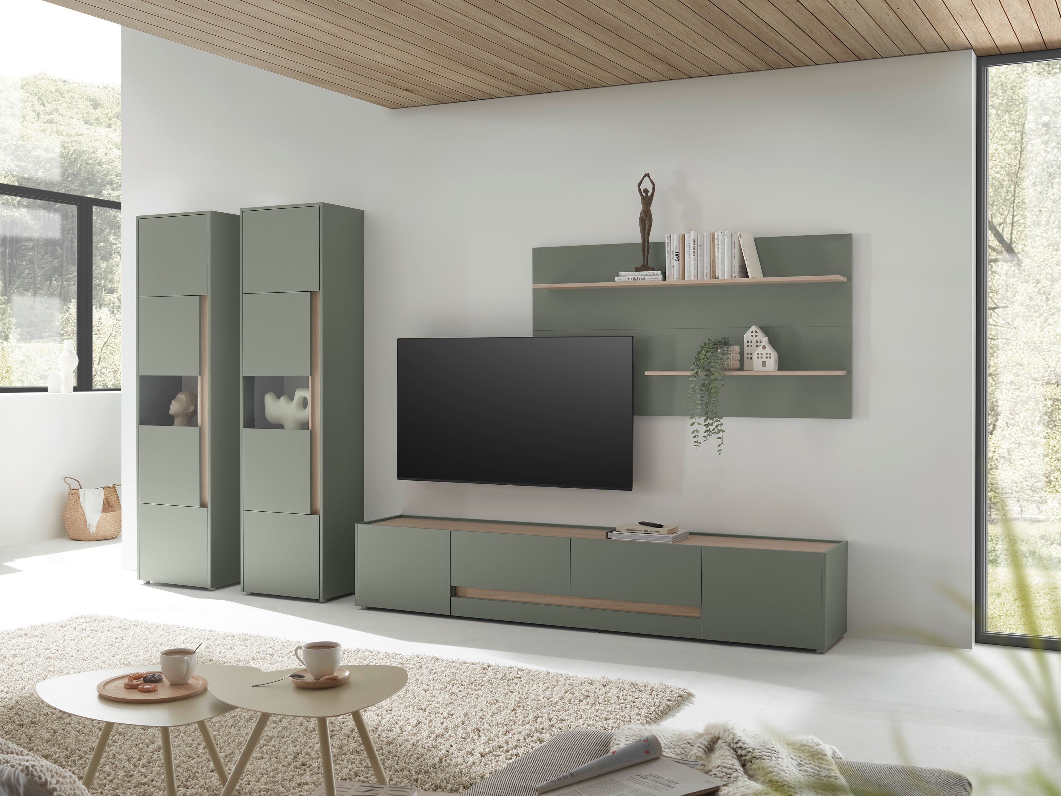 Set de living Elbsori 132 (Verde + Stejar)