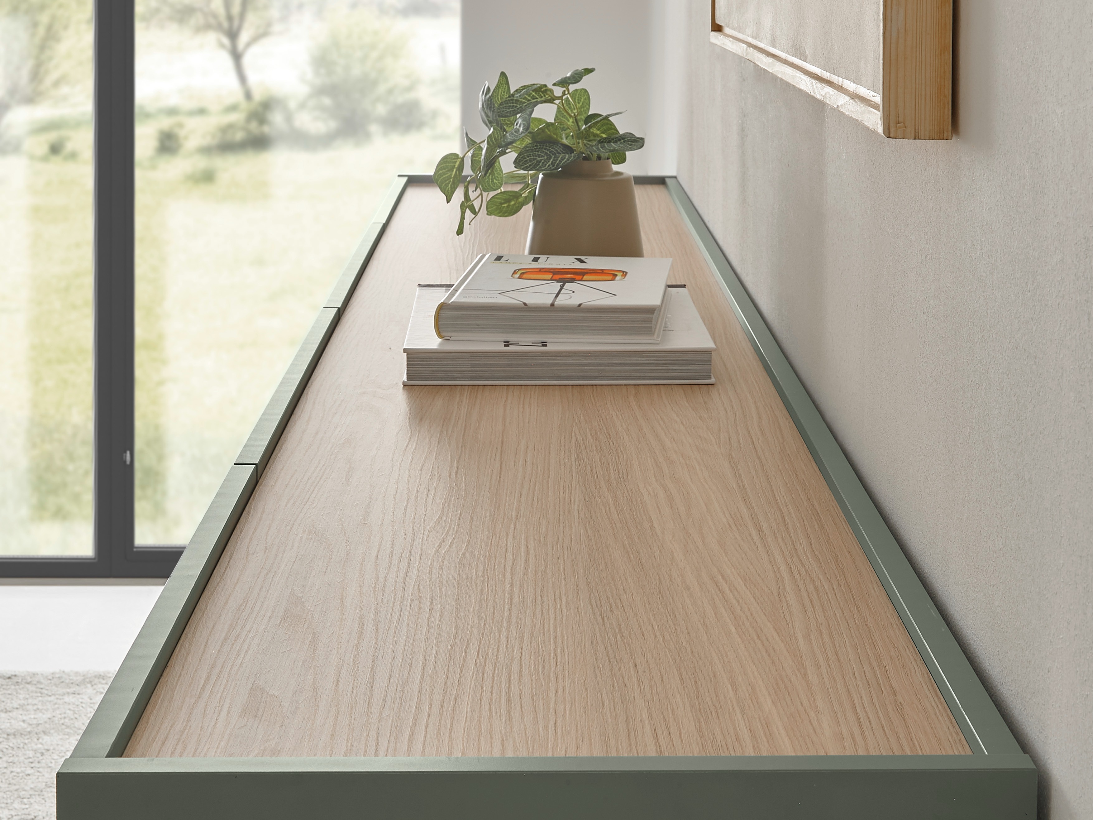 Set de living Elbsori 132 (Verde + Stejar)
