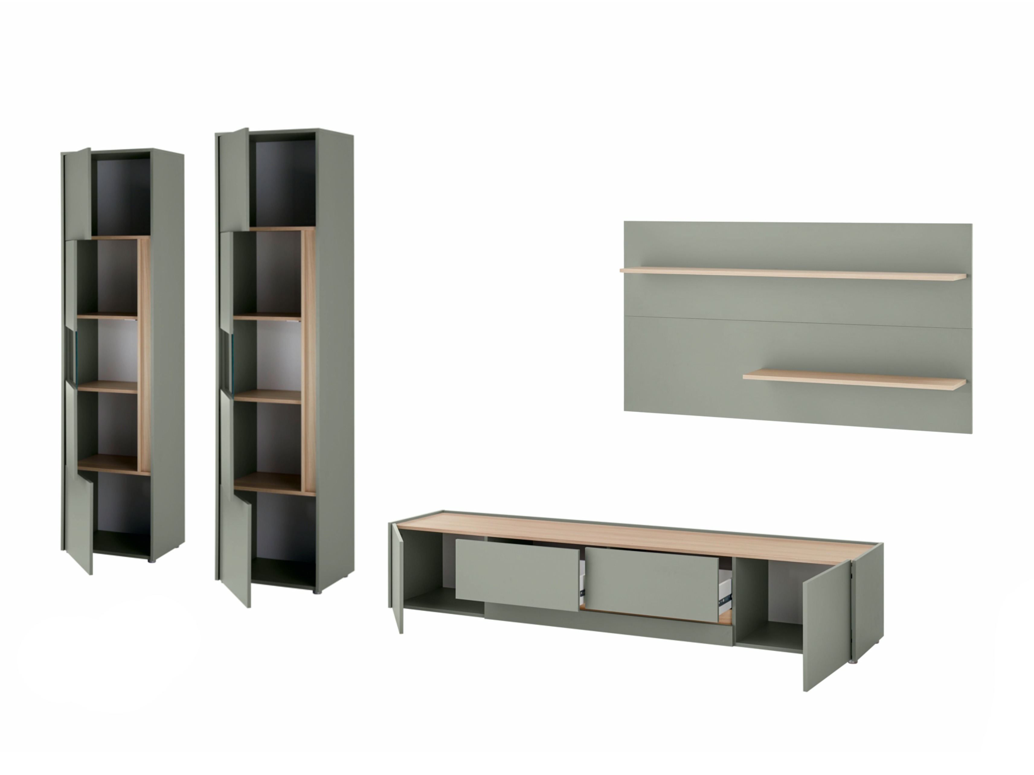 Set de living Elbsori 132 (Verde + Stejar)