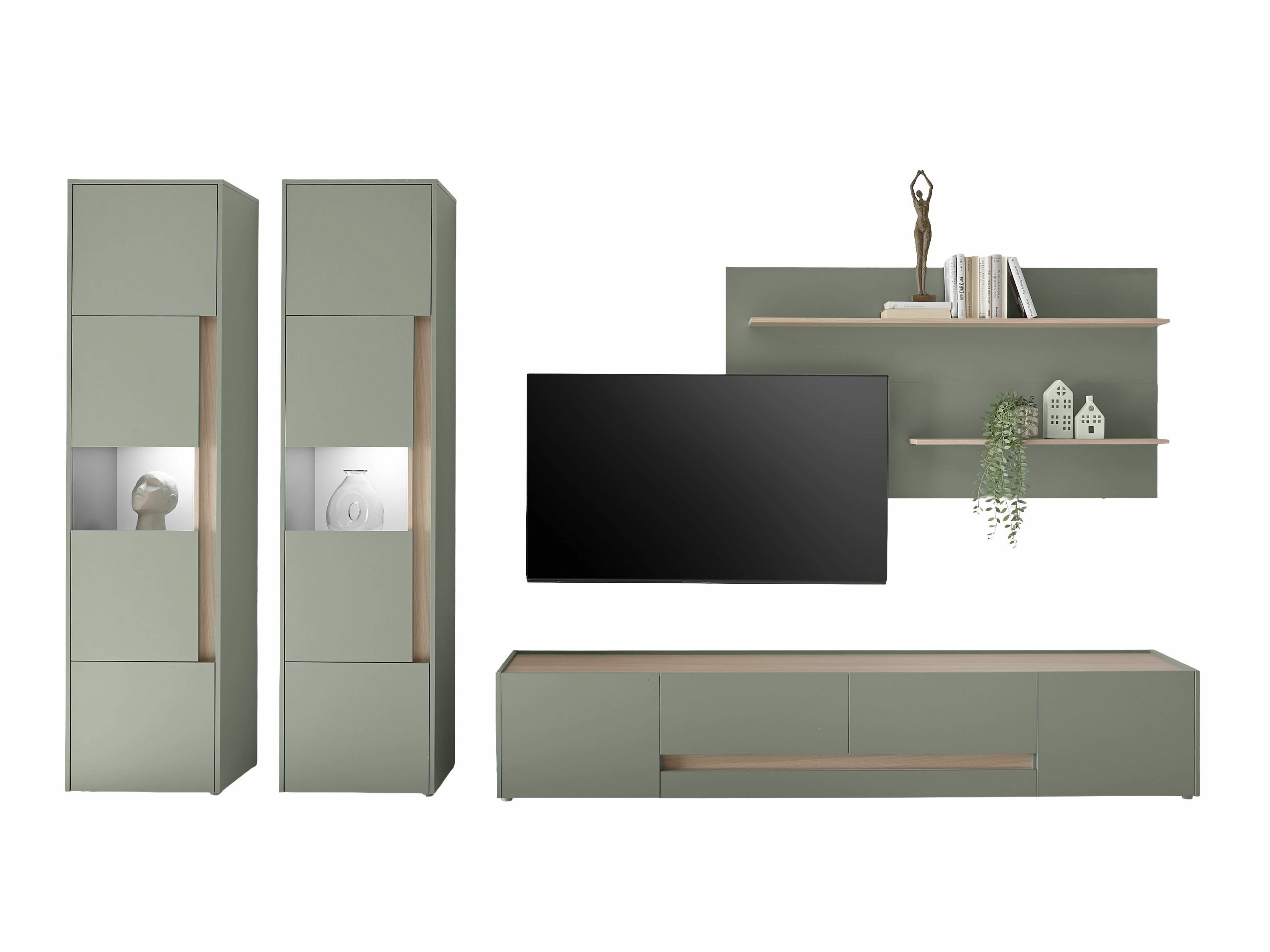 Set de living Elbsori 132 (Verde + Stejar)