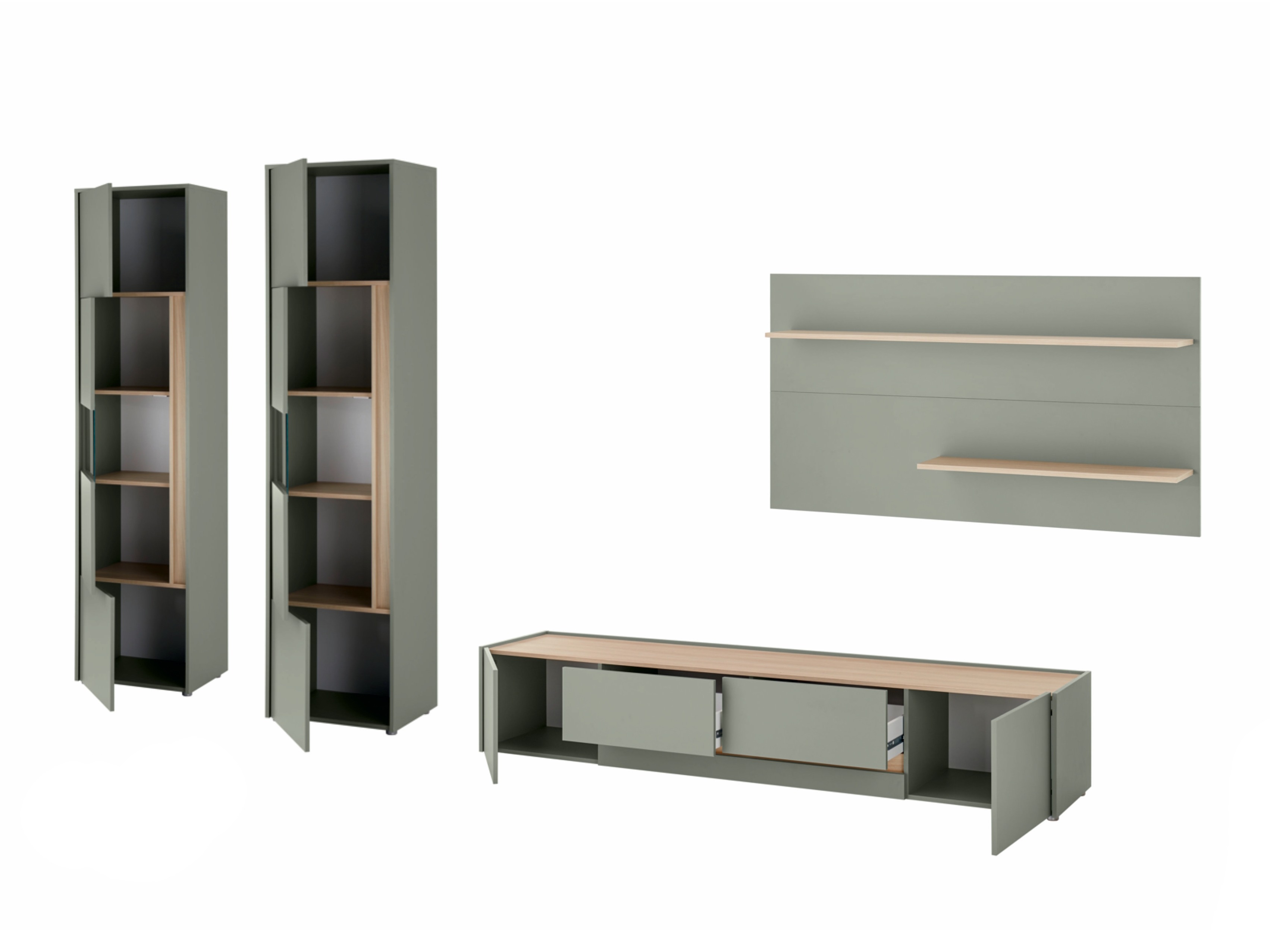 Set de living Elbsori 132 (Verde + Stejar)