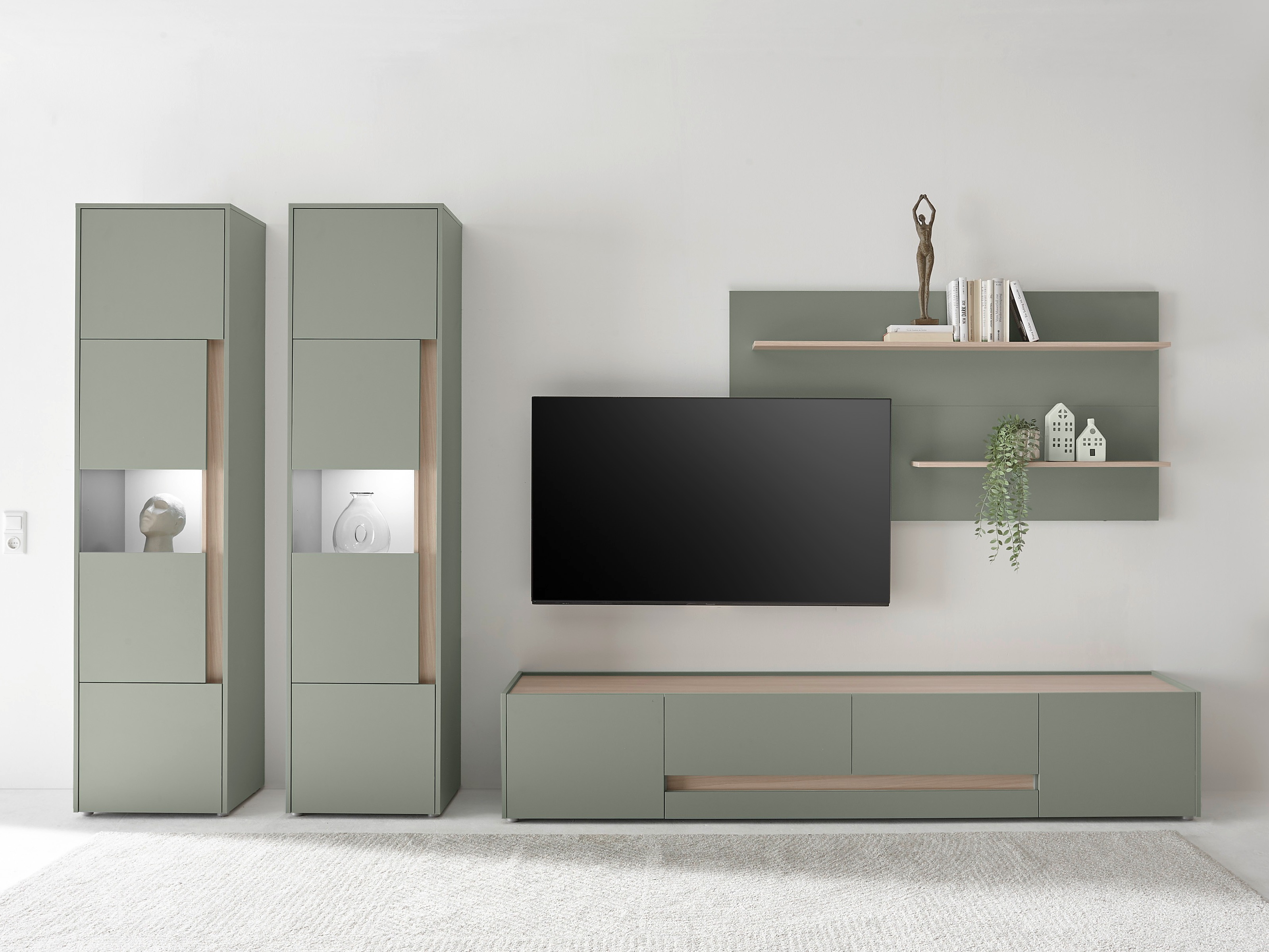 Set de living Elbsori 132 (Verde + Stejar)
