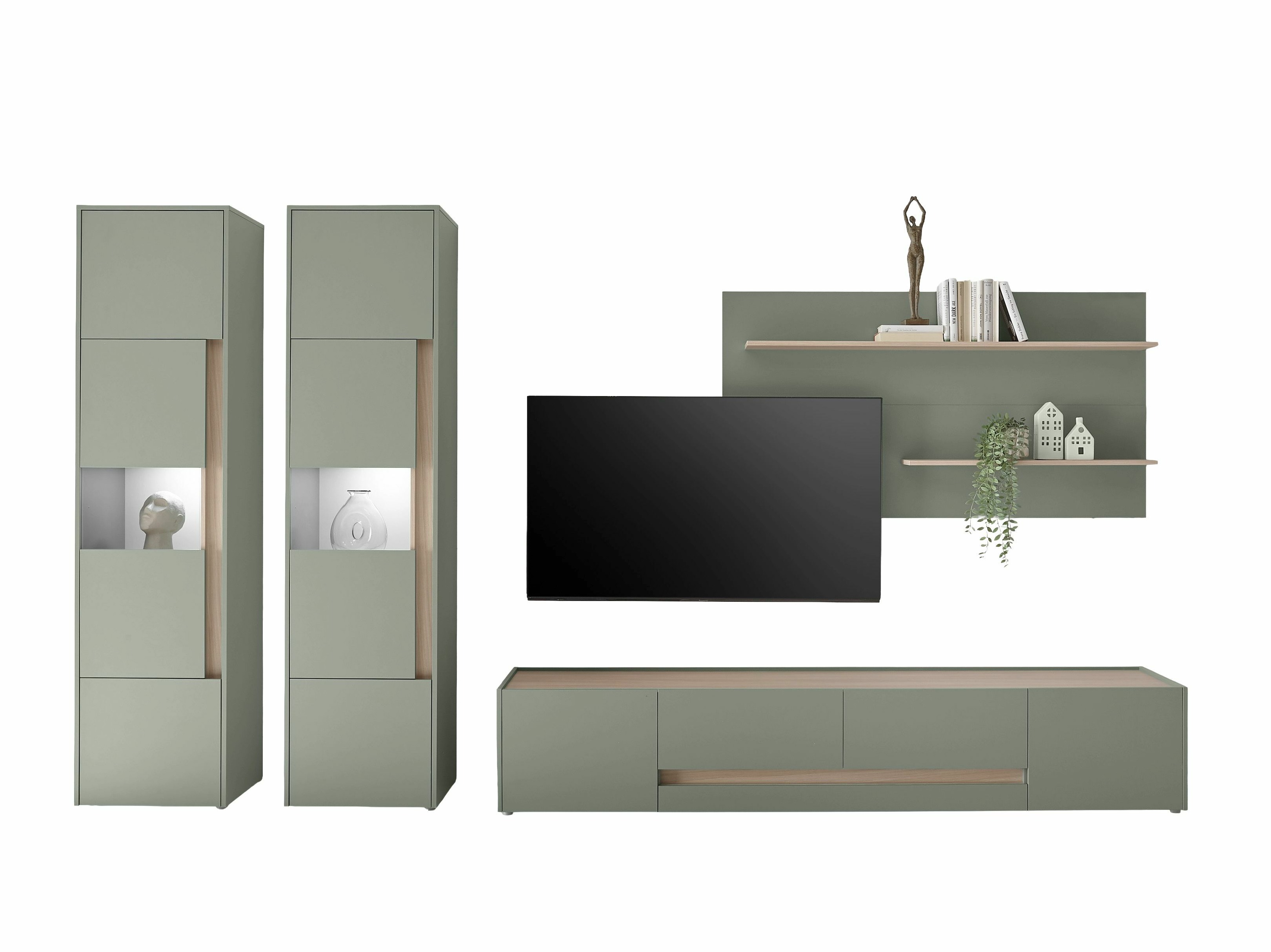 Set de living Elbsori 132 (Verde + Stejar)