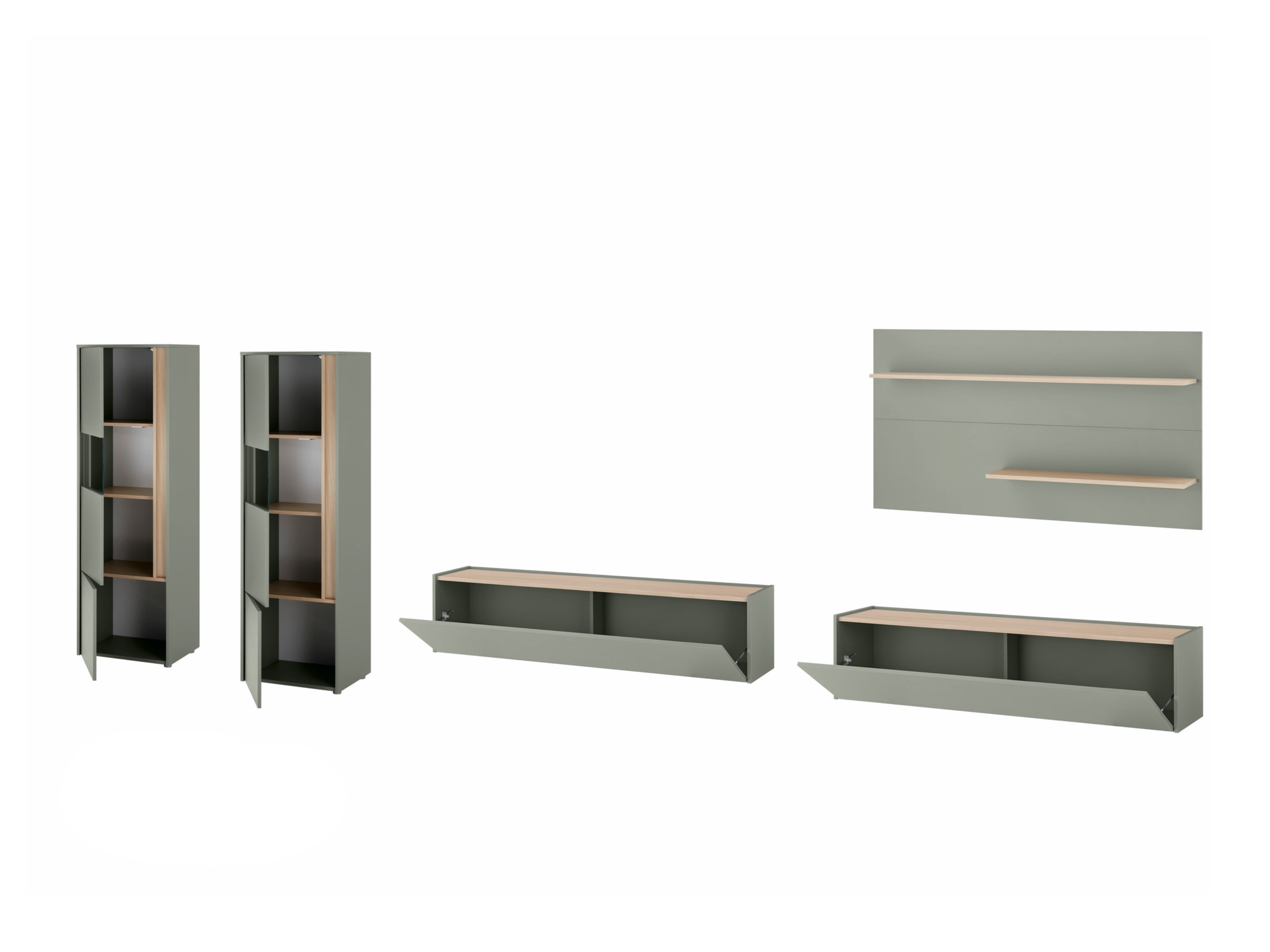 Set de living Elbsori 135 (Verde + Stejar)