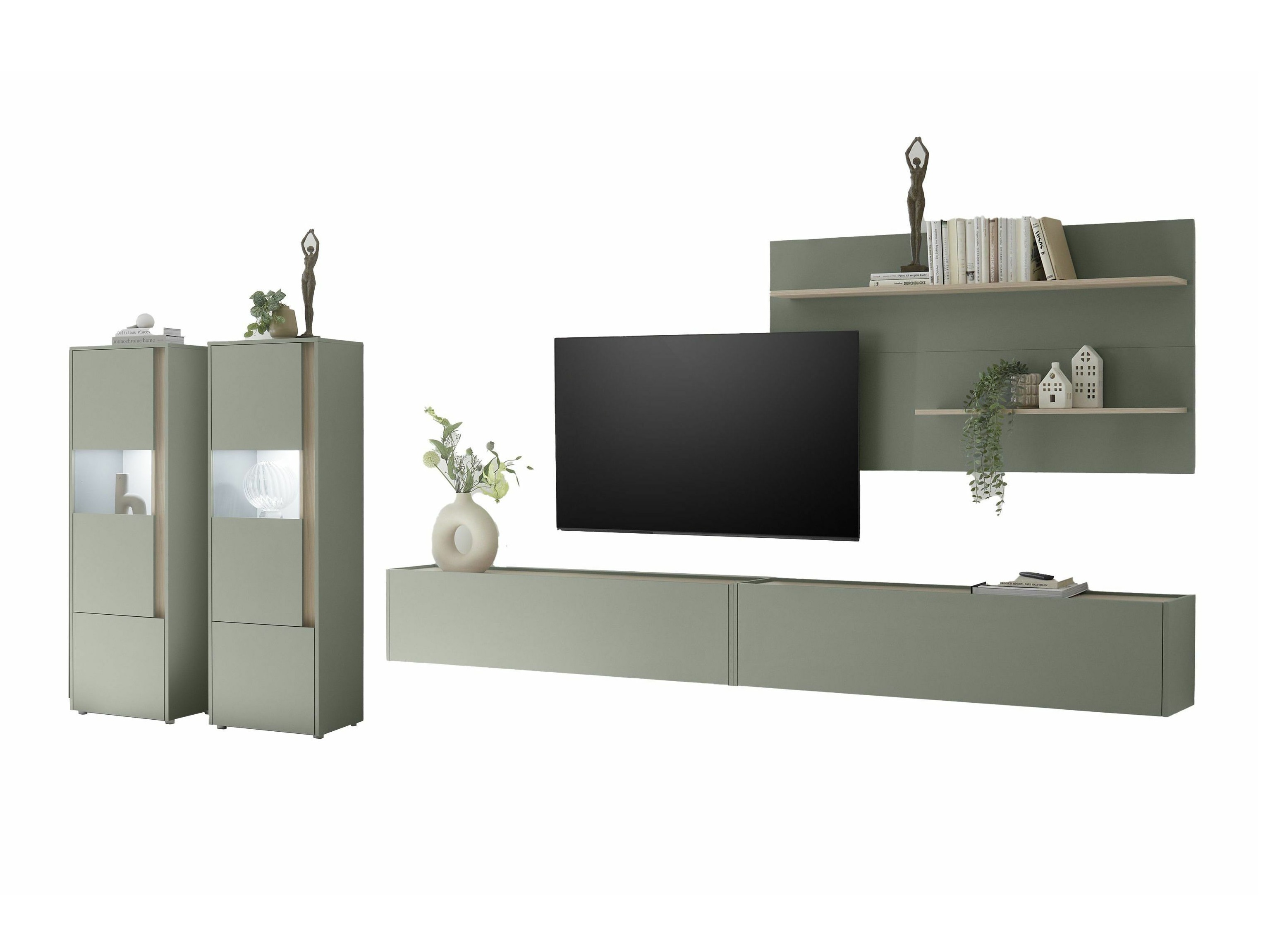 Set de living Elbsori 135 (Verde + Stejar)