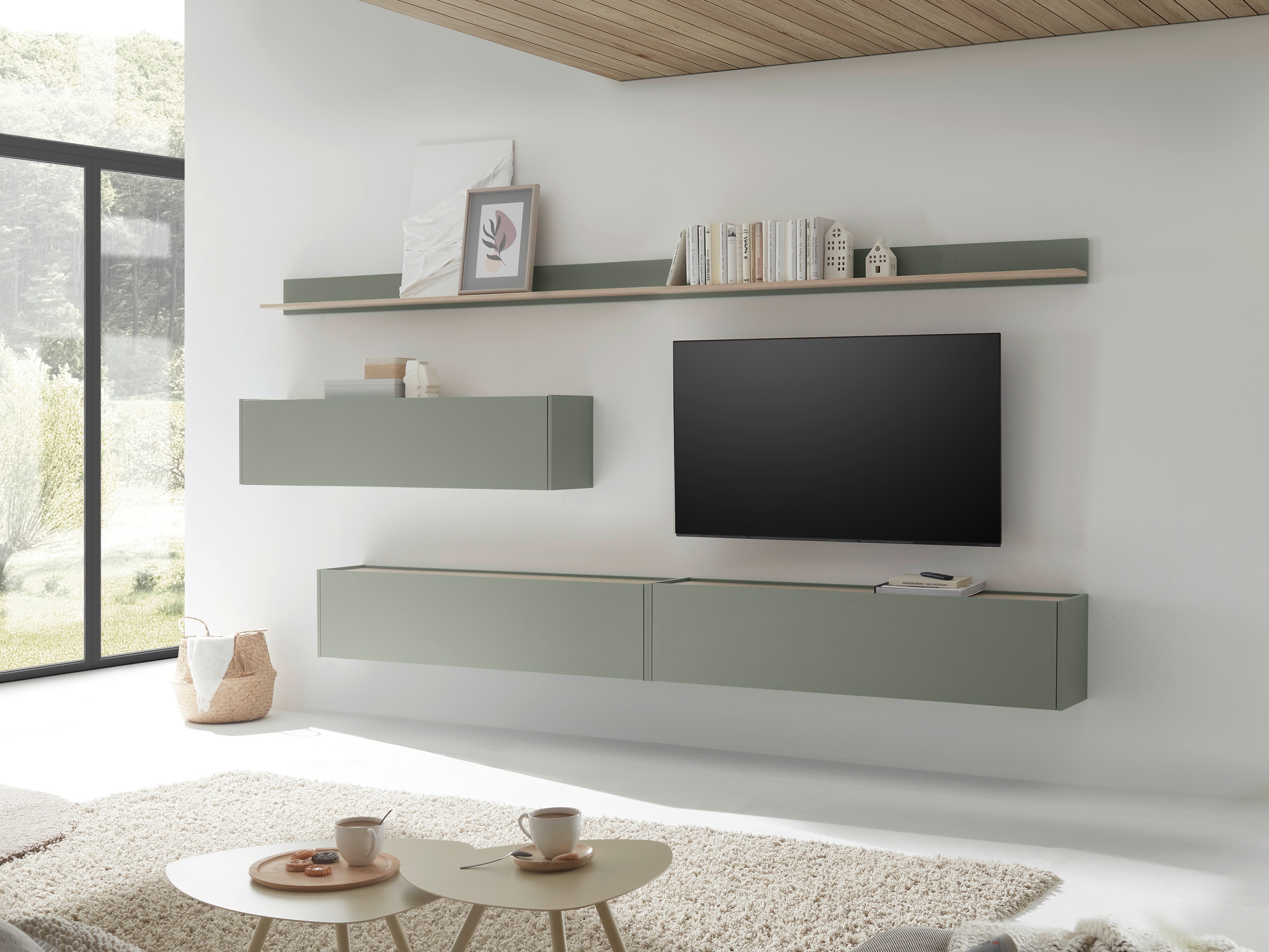 Set de living Elbsori 142 (Verde + Stejar)