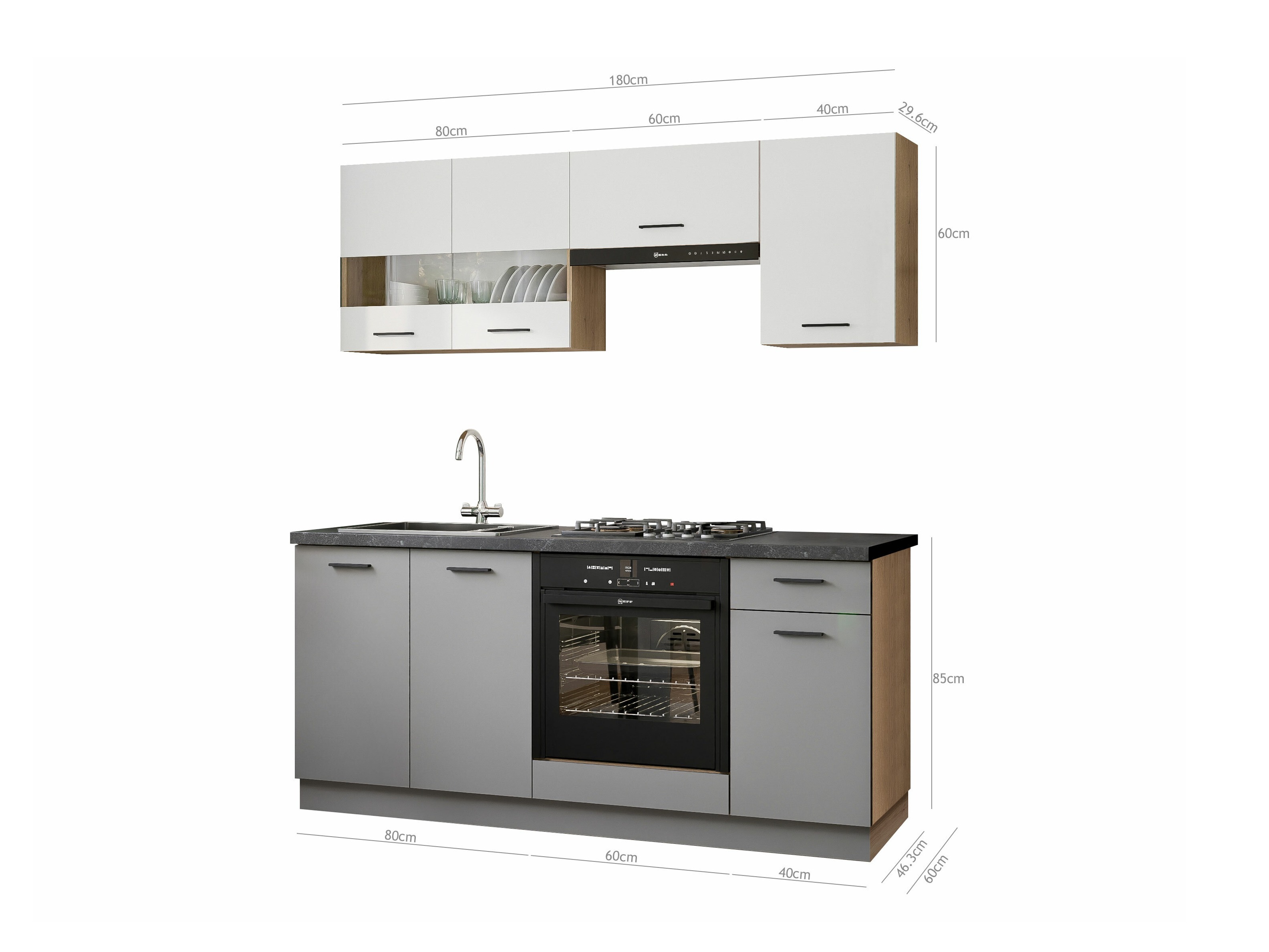 Set de bucătărie modular Ati White Grey 117