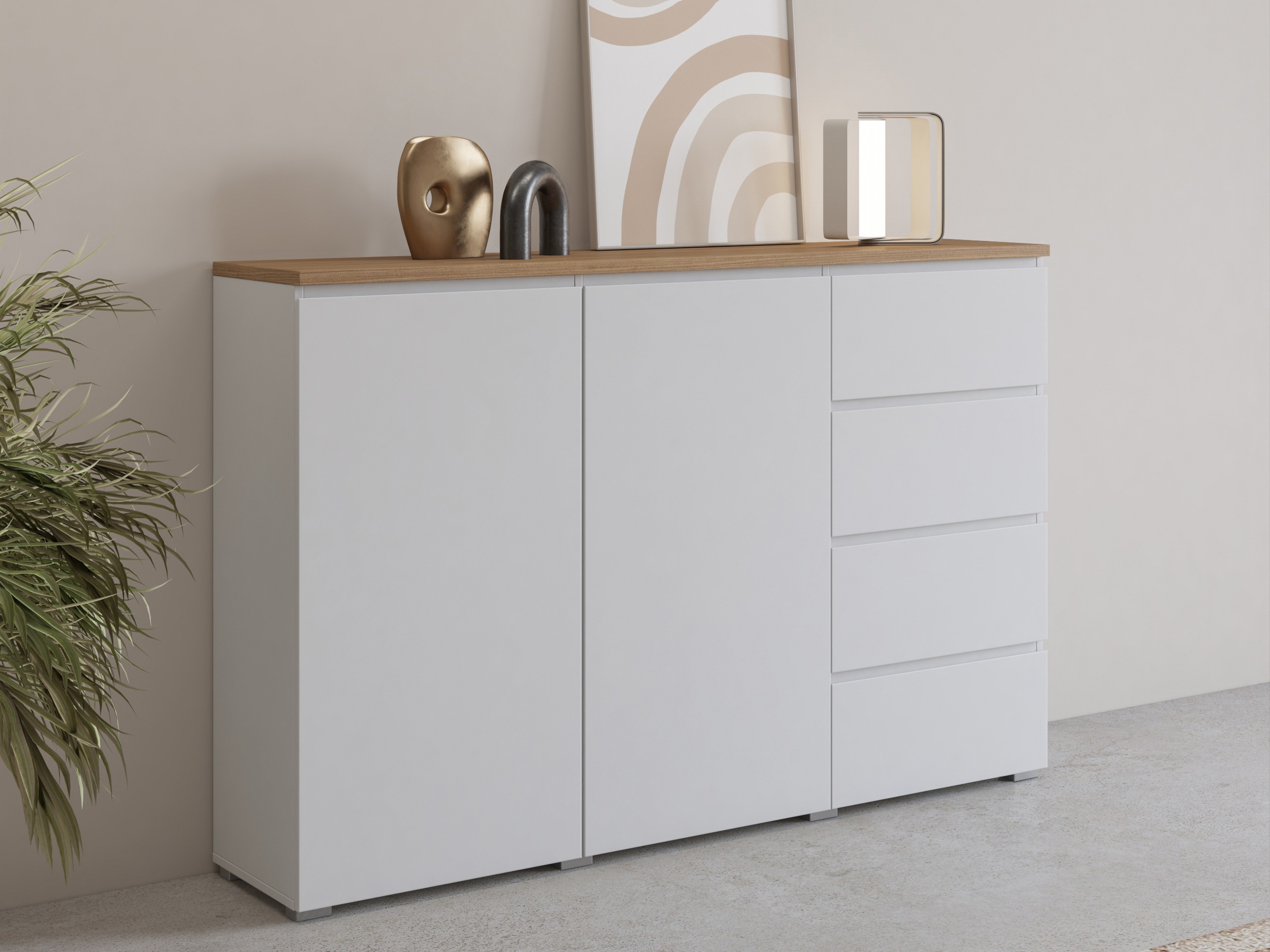 Comodă Baletu 109 (Alb + Stejar)
