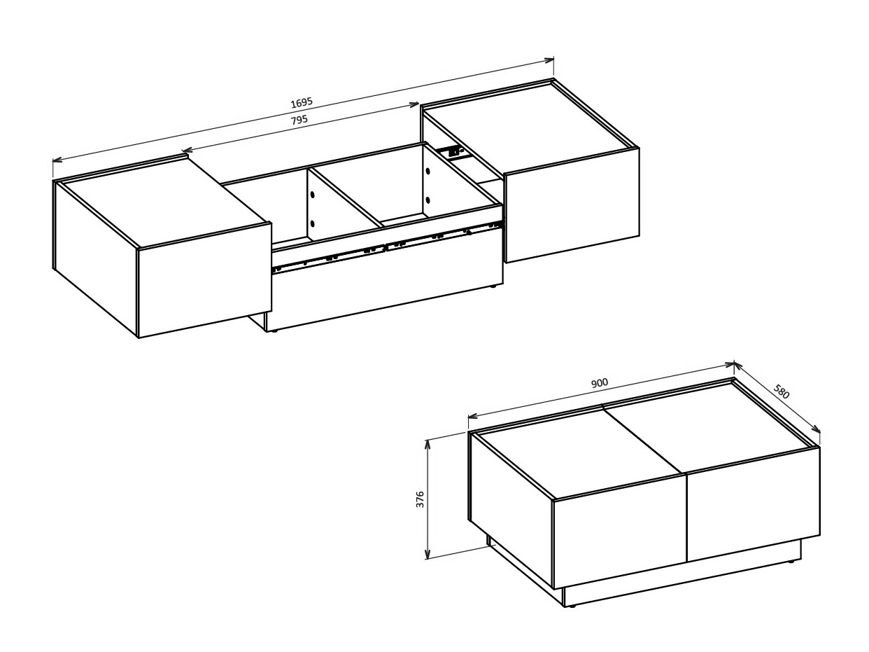 Măsuță de cafea extensibilă Austin 380 (Cașmir + Negru)