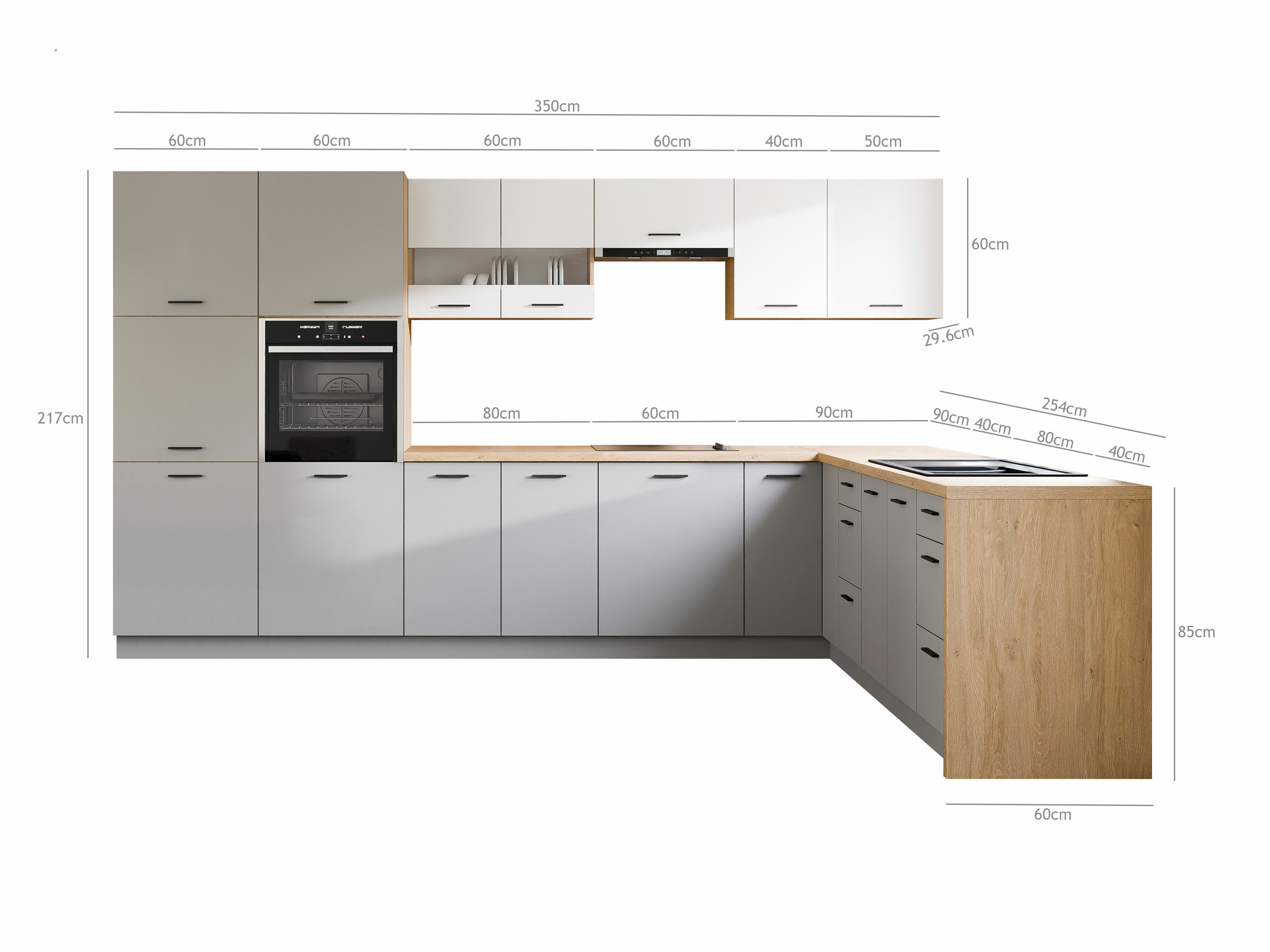 Set de bucătărie modular Ati White Grey 118