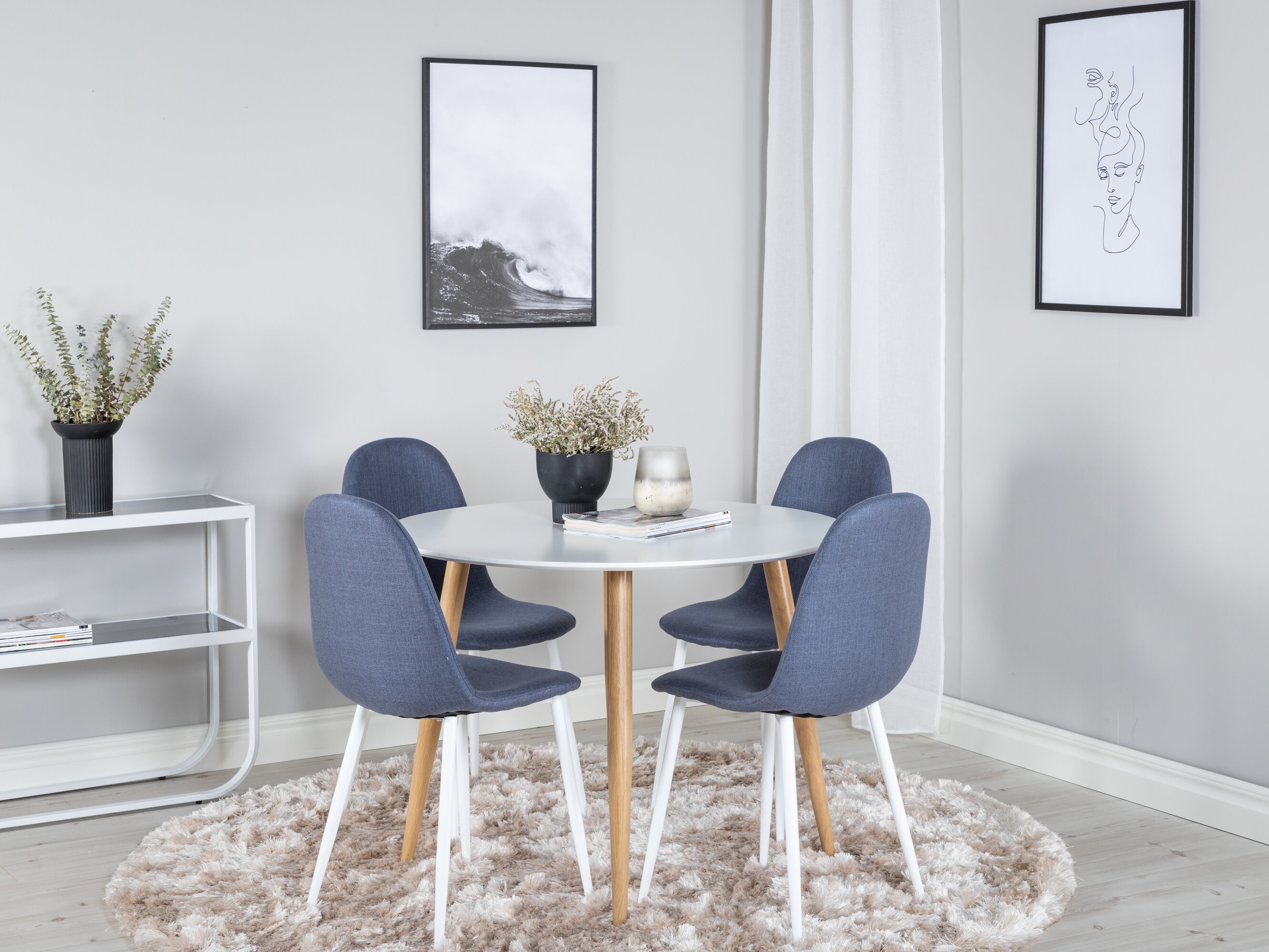 Set de dining Dallas 291 (Albastru + Alb)