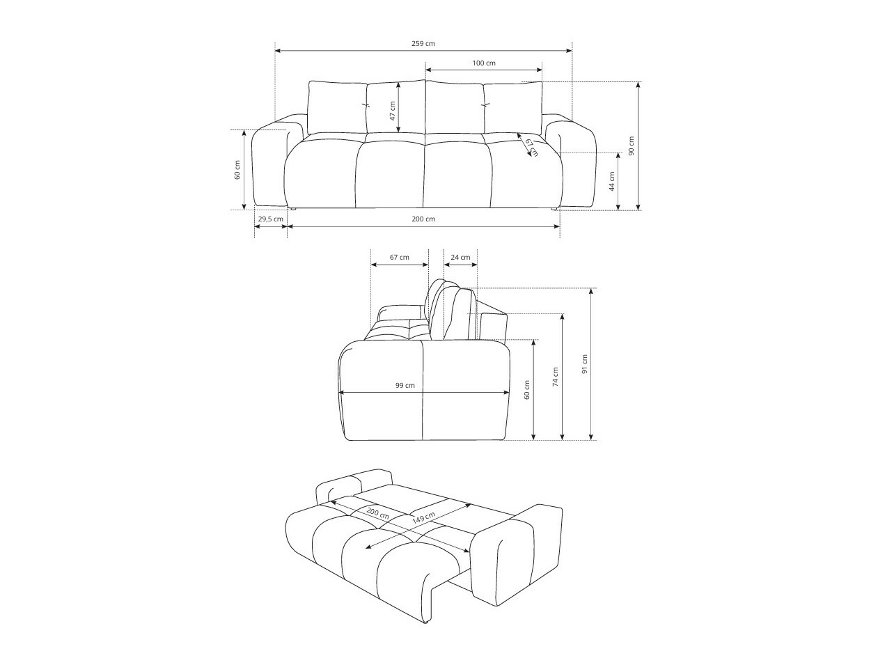 Canapea extensibilă Kingston 154 (Flow 01)