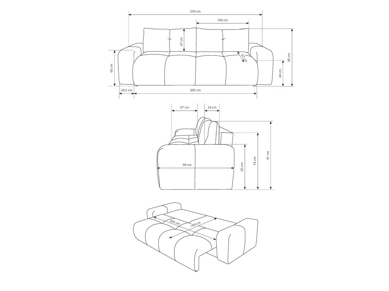 Canapea extensibilă Kingston 154 (Flow 16)