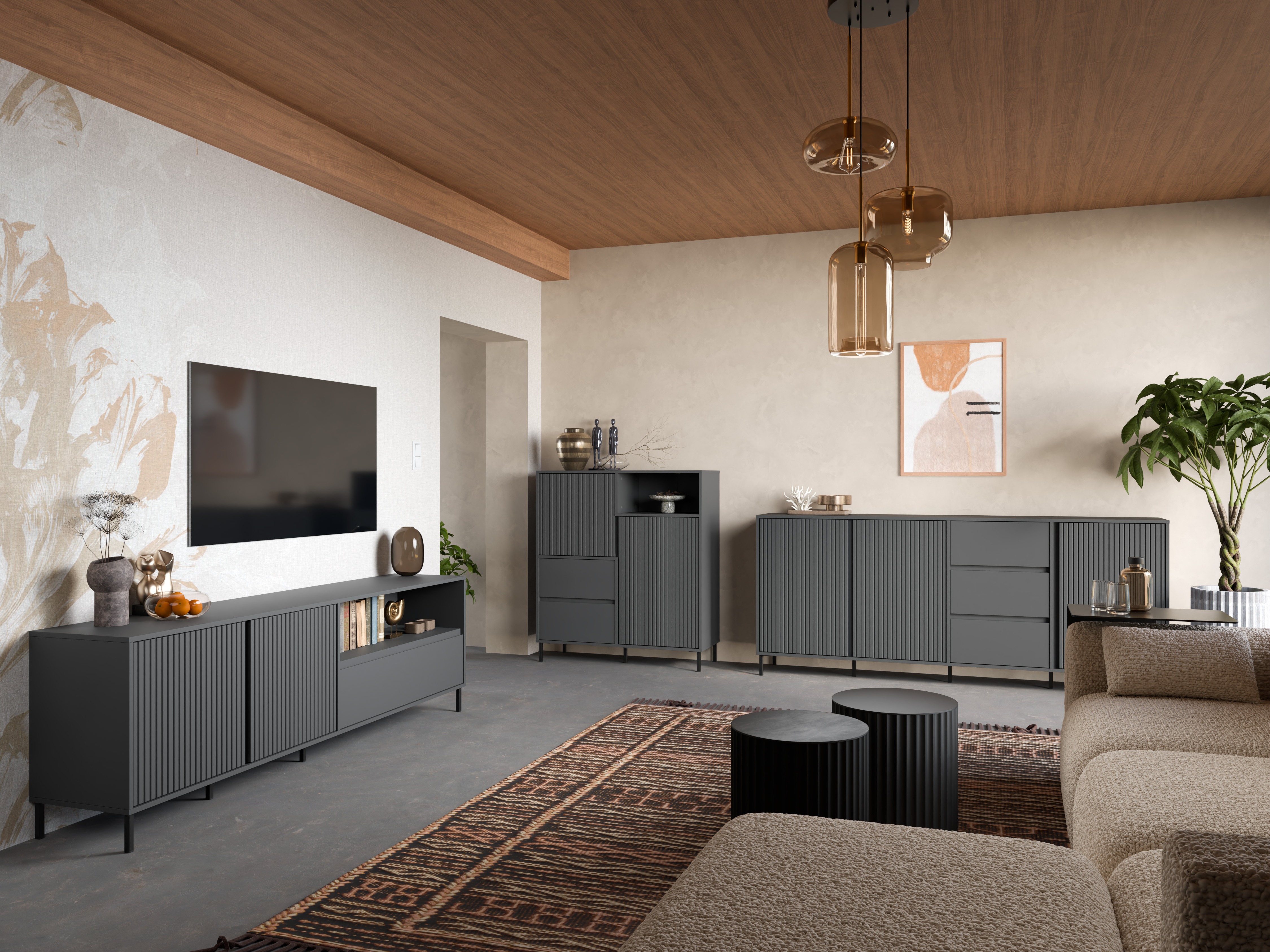 Set de living Ruvrevi 105 (Antracit)