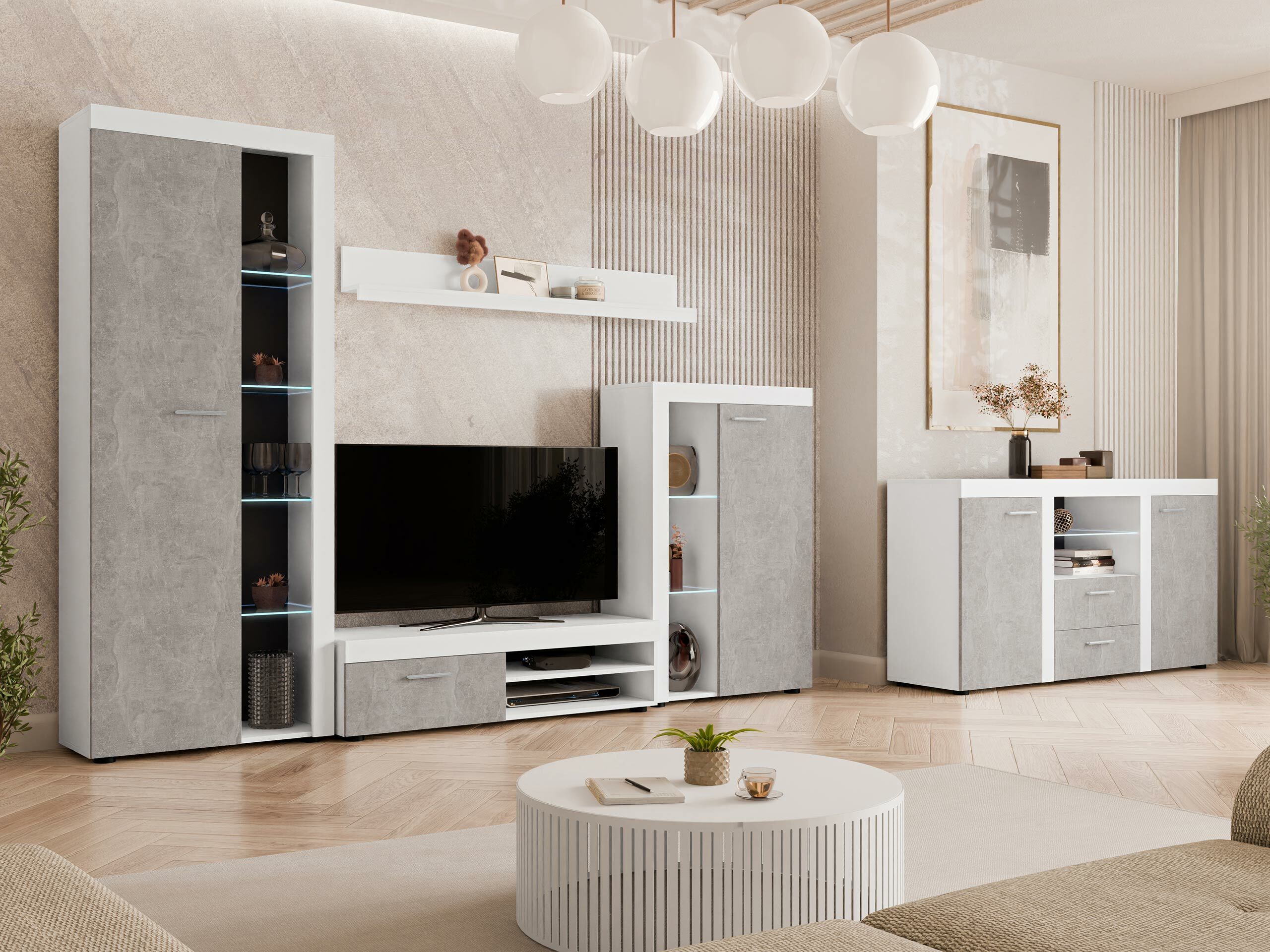 Comodă Tucson 104 (Alb + Beton)