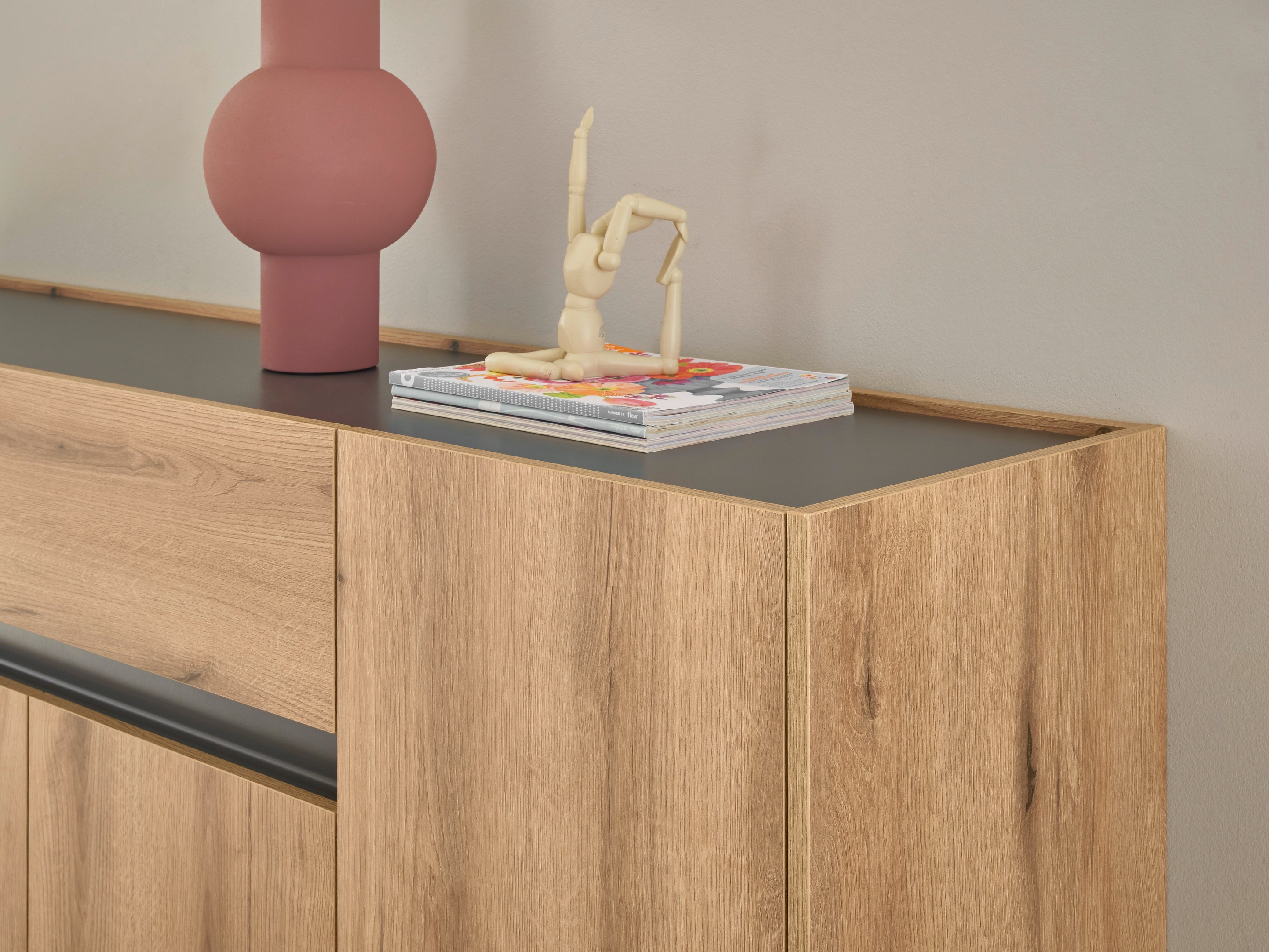 Comodă Elbsori 117 (Stejar + Antracit)