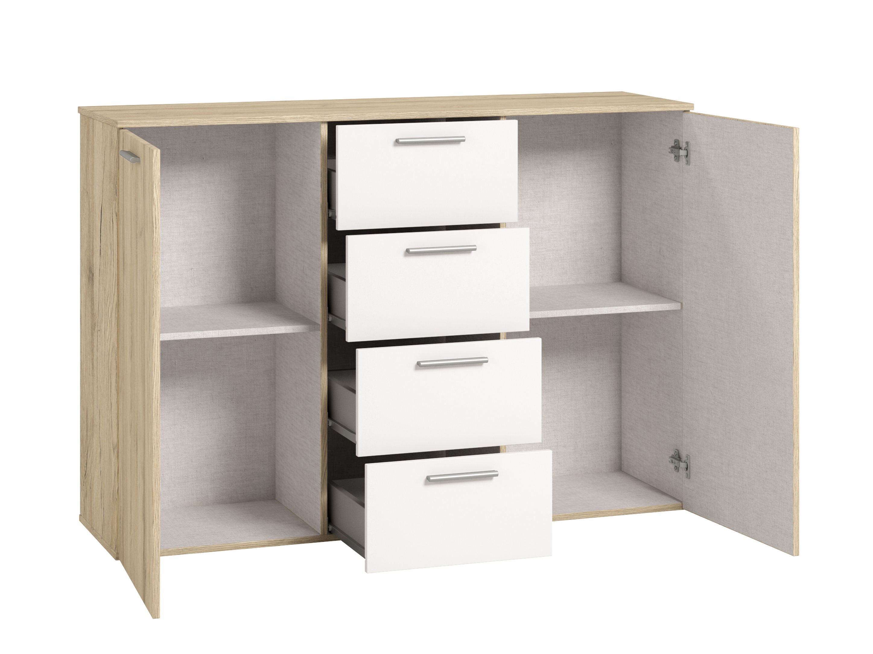 Comodă Melvele 101 (Stejar San Remo + Alb)