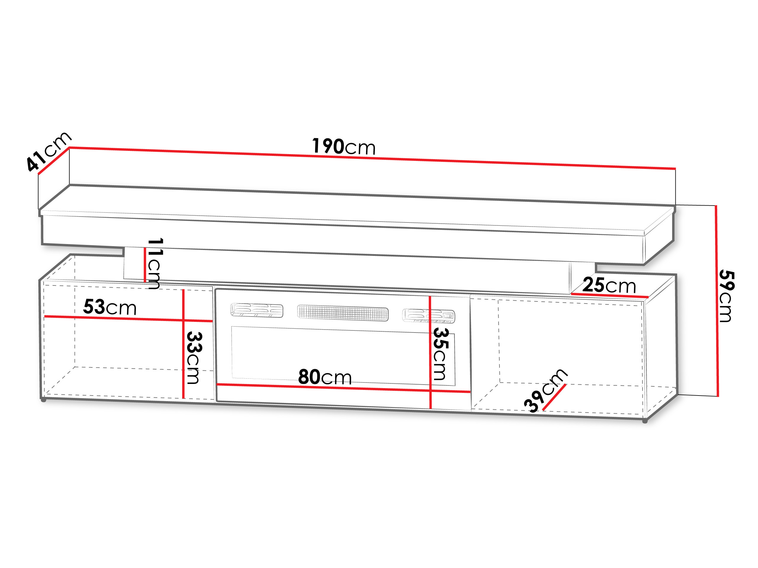 Comodă TV Monfero 104 (Alb + Alb lucios)