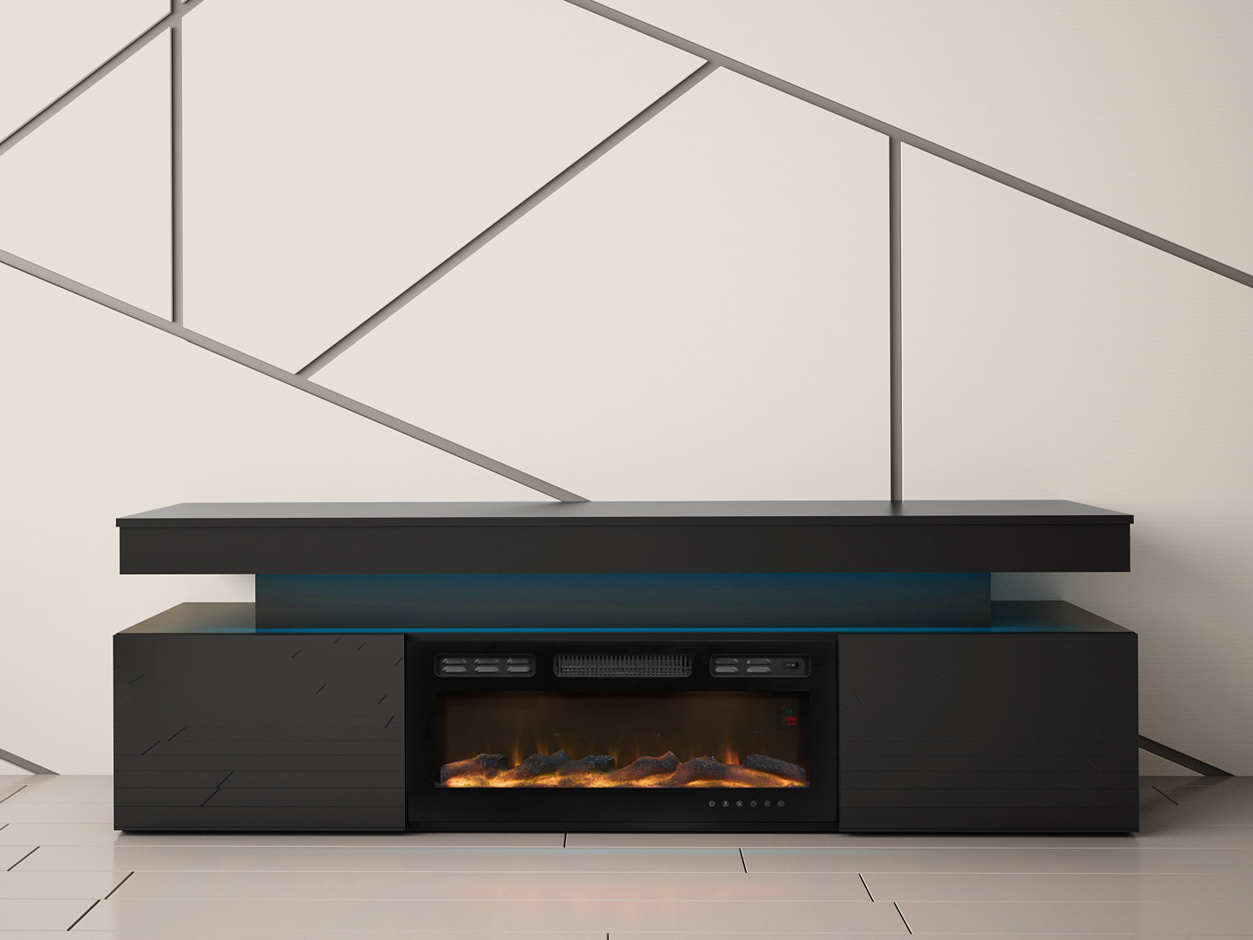 Comodă TV Monfero 104 (Negru + Negru lucios)