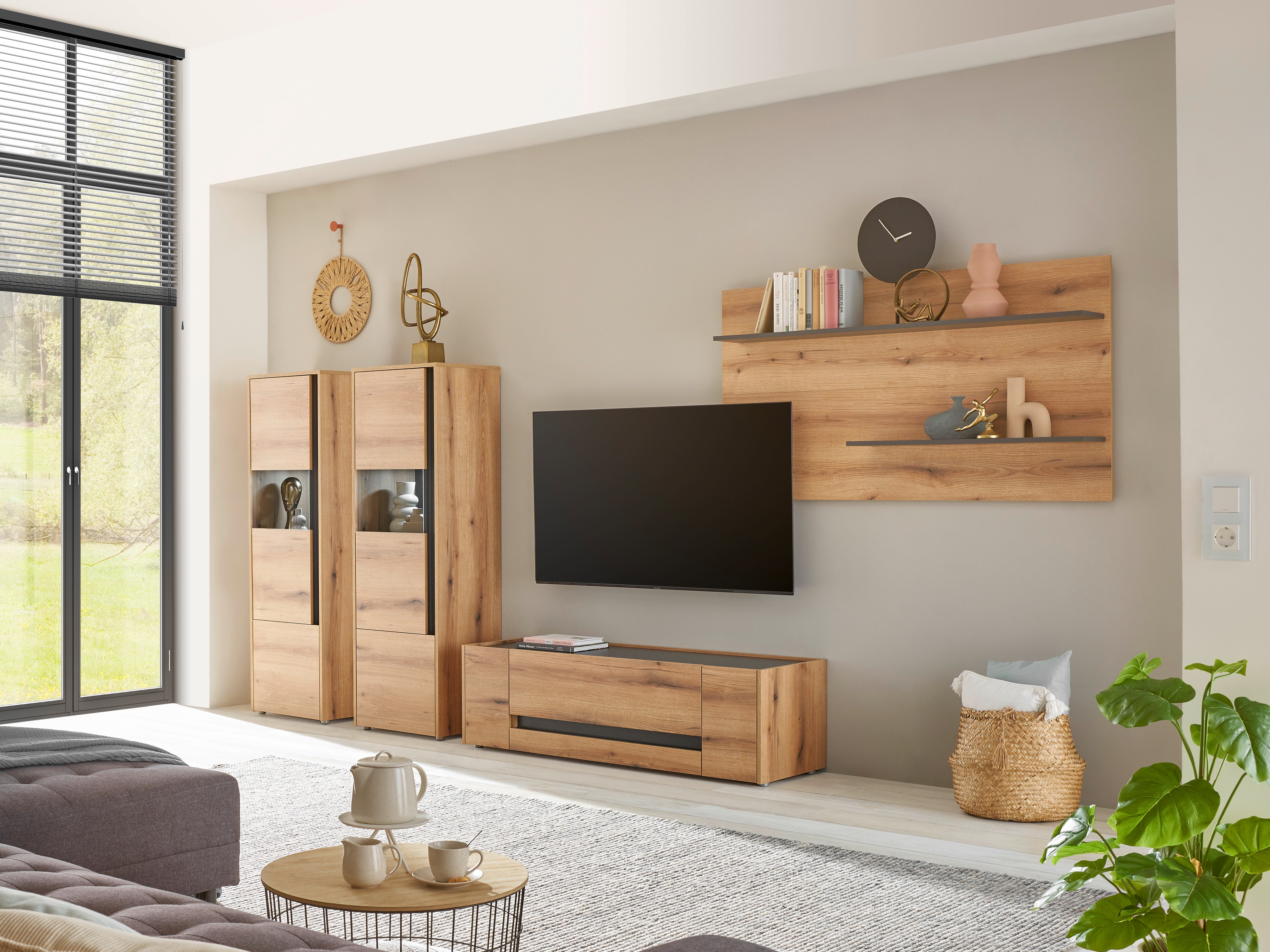 Set de living Elbsori 128 (Stejar + Antracit)
