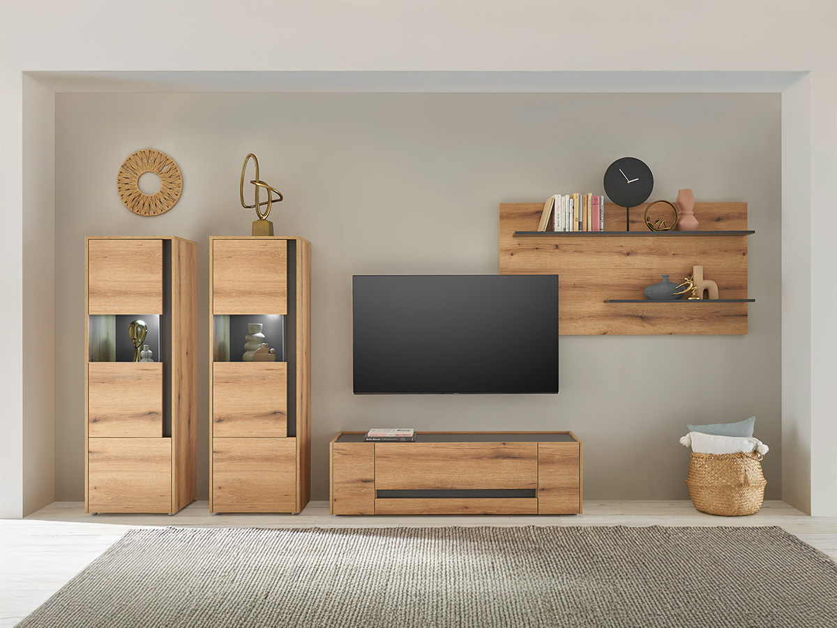 Set de living Elbsori 128 (Stejar + Antracit)