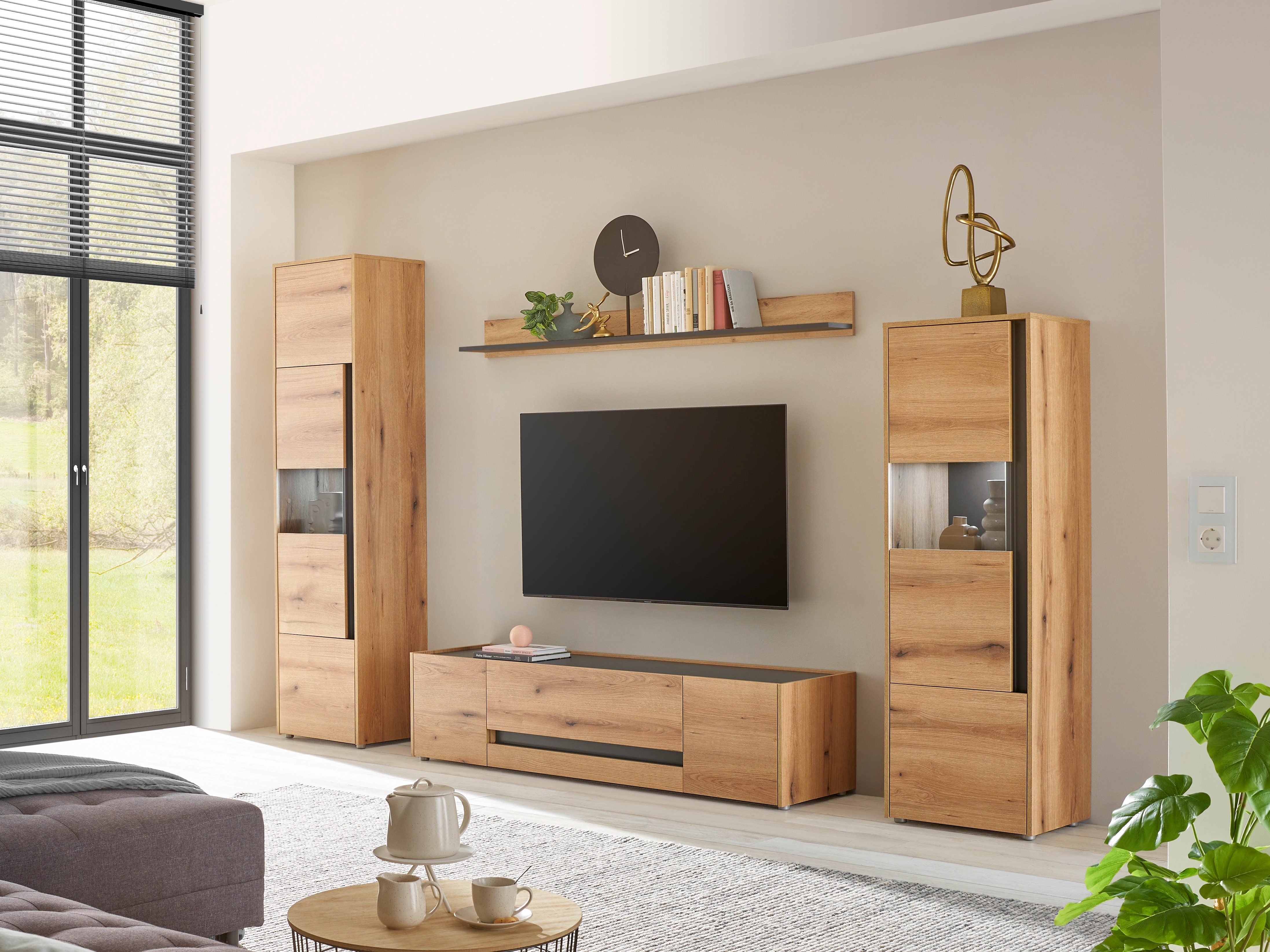 Set de living Elbsori 130 (Stejar + Antracit)